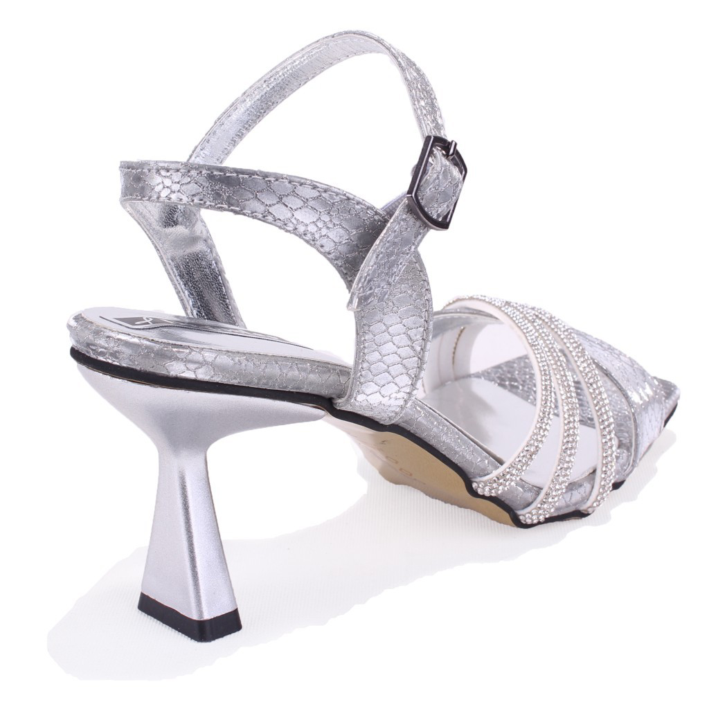 Dagoster  Dza07-1284058 Gümüş Kisa Topuklu Abiye Kadin Ayakkabi