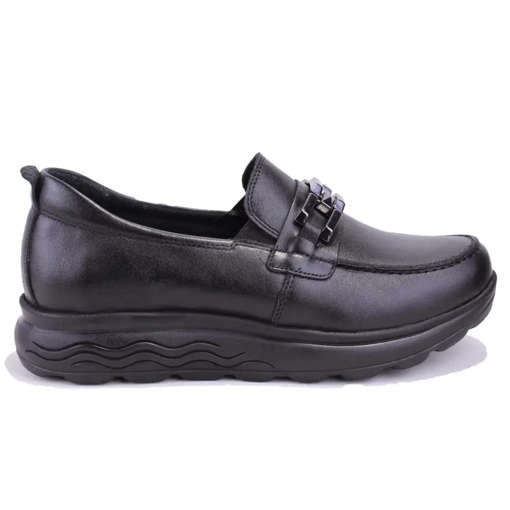 Dagoster DZA32-314 Siyah Ortopedik Günlük Deri Kadın Ayakkabı