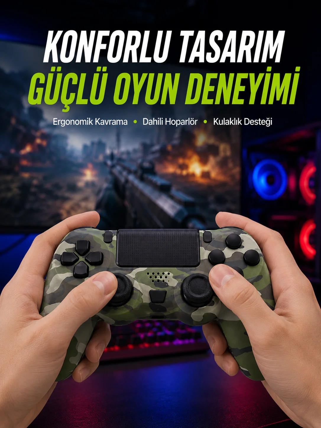 Dahili Hoparlör ve Kulaklık Girişli Oyun Kolu – Kişisel ve Ortak Ses Deneyimi