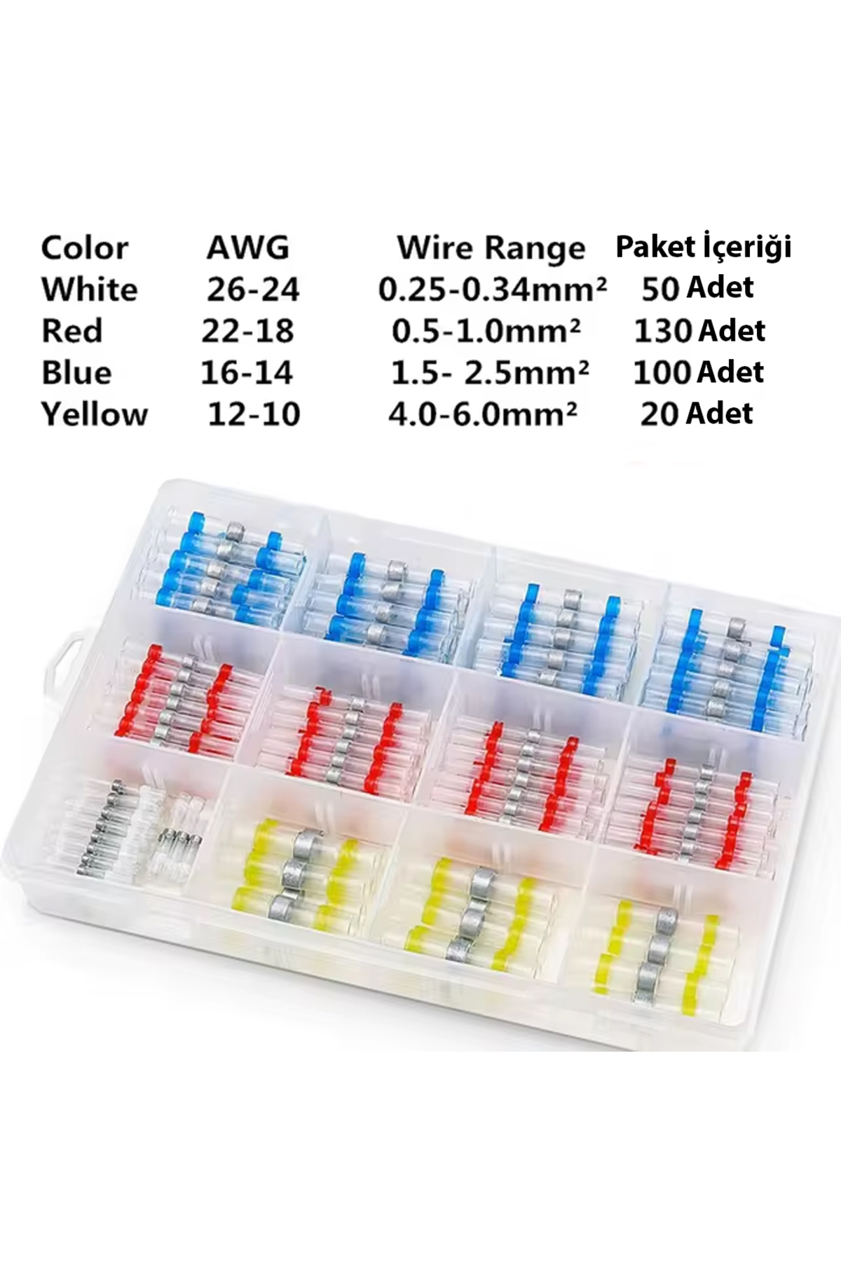 DAHİLİ LEHİMLİ MÜHÜR MAKARON 300 ADET 4 BOY ISIYLA DARALAN KABLO