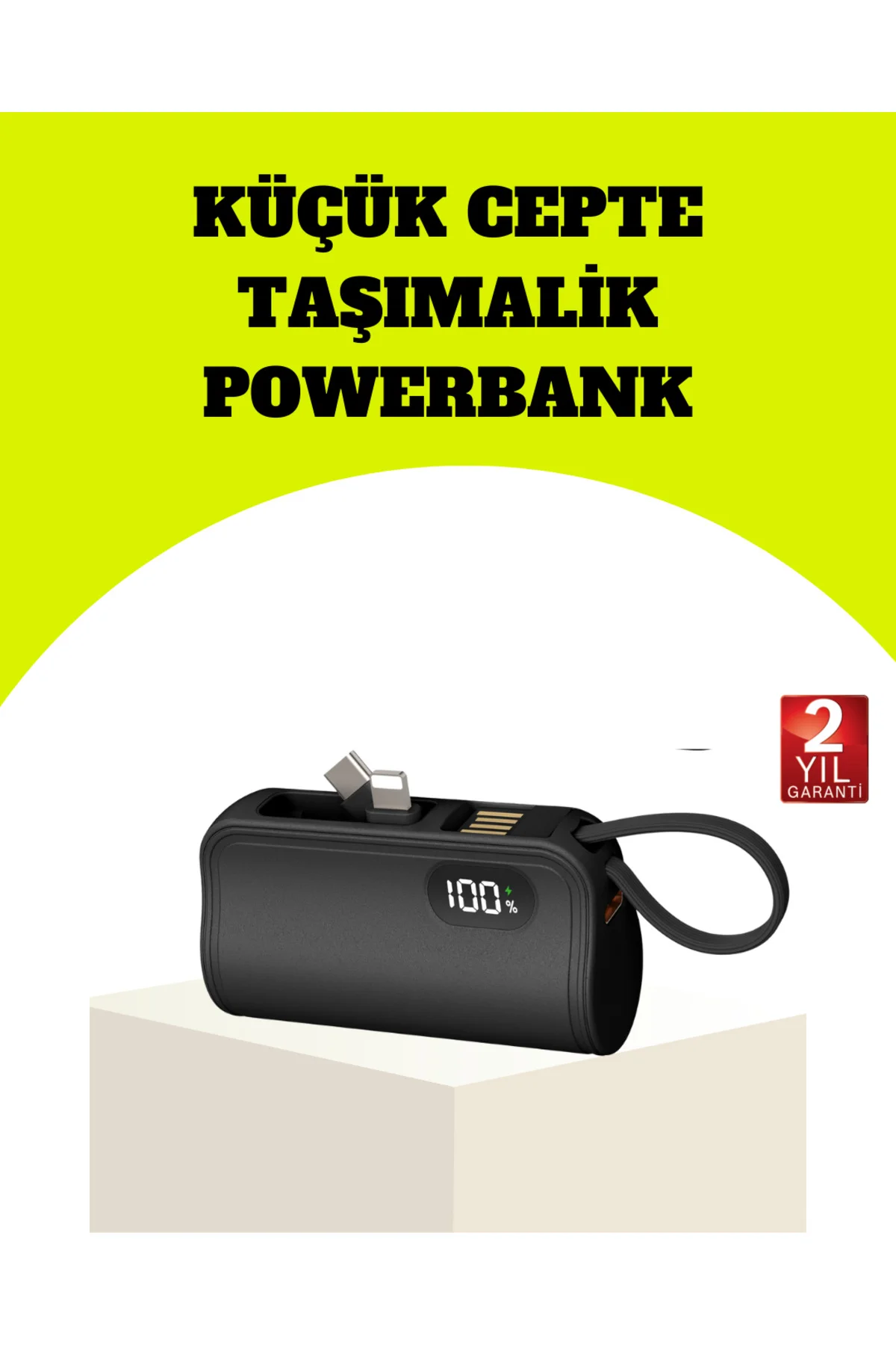 Dahili Type-C Konektörlü Mini 2000mAh Powerbank