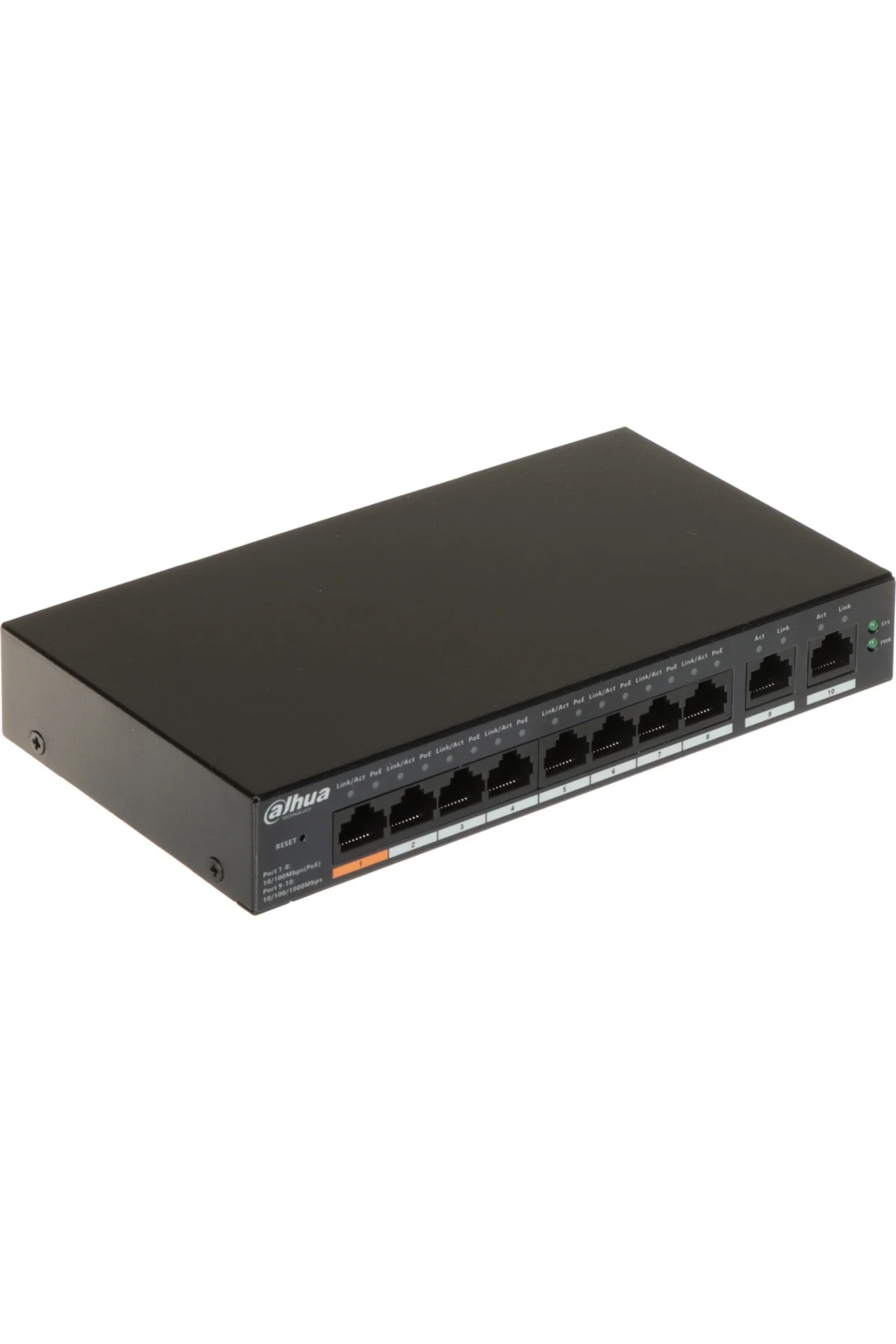 DAHUA CS4010-8ET-60, 8 Port, Megabit, PoE 60W, 2 Port Gigabit Upl