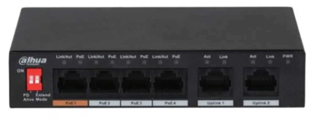 Dahua PFS3006-4ET-60 6 Port 10-100 (4 Poe + 2fe Uplınk Toplam 60W