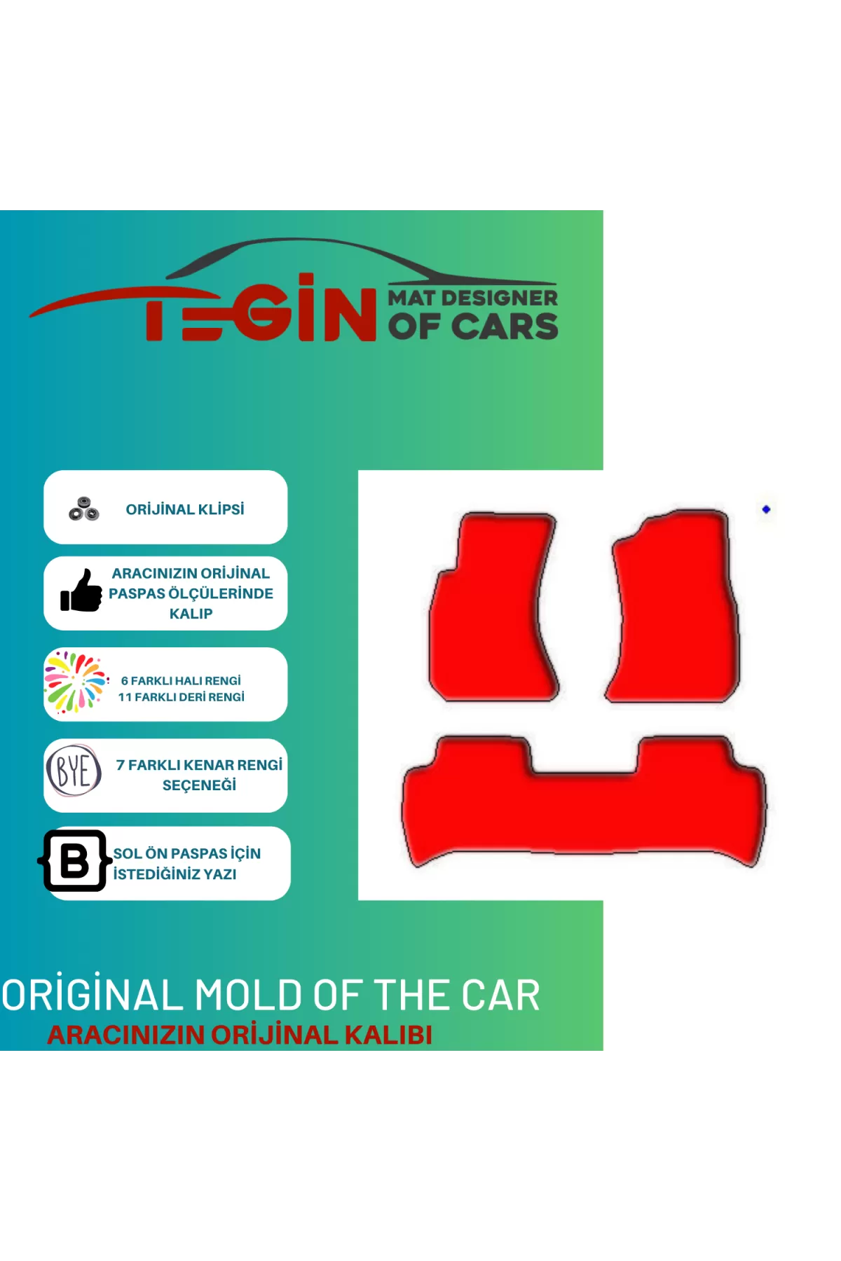 Daihatsu Terios J100 1997-2005 Prime Siyah Halı Kırmızı Kenar Hal