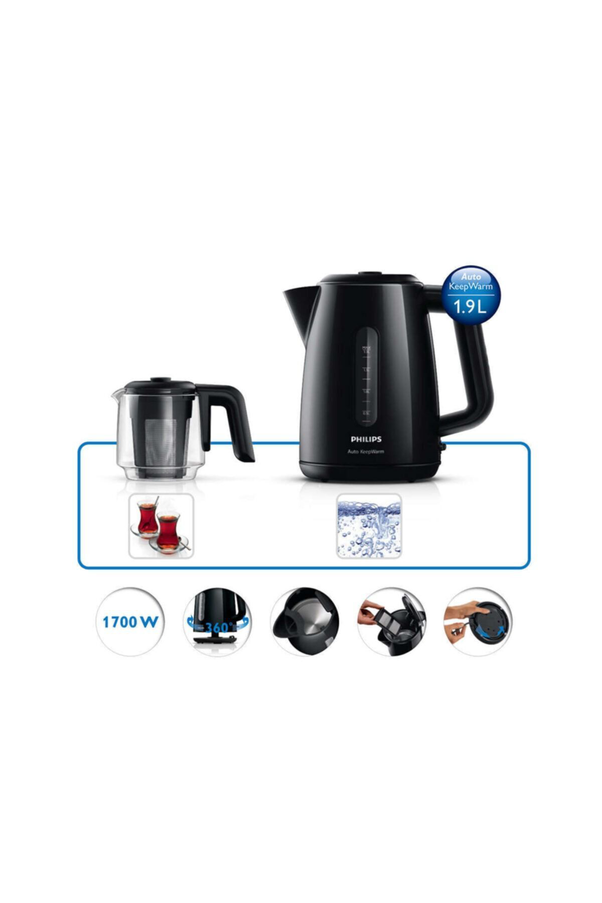 Daily Collection Çay Makinesi, 1700W, 1,9 Lt Su Isıtıcısı, Otomat