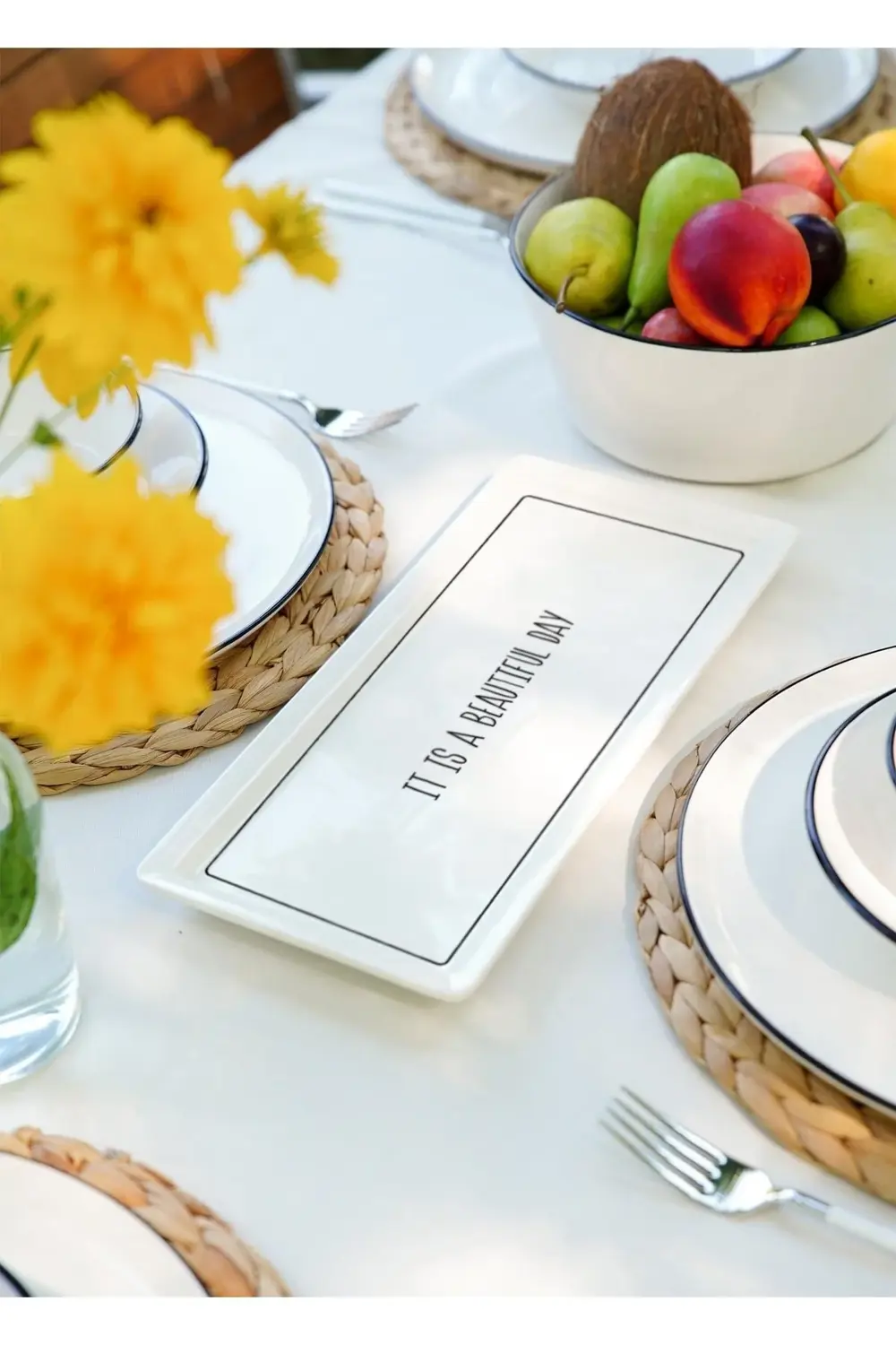 Daily Tunes Dikdörtgen Seramik Servis Tabağı 35x16 cm