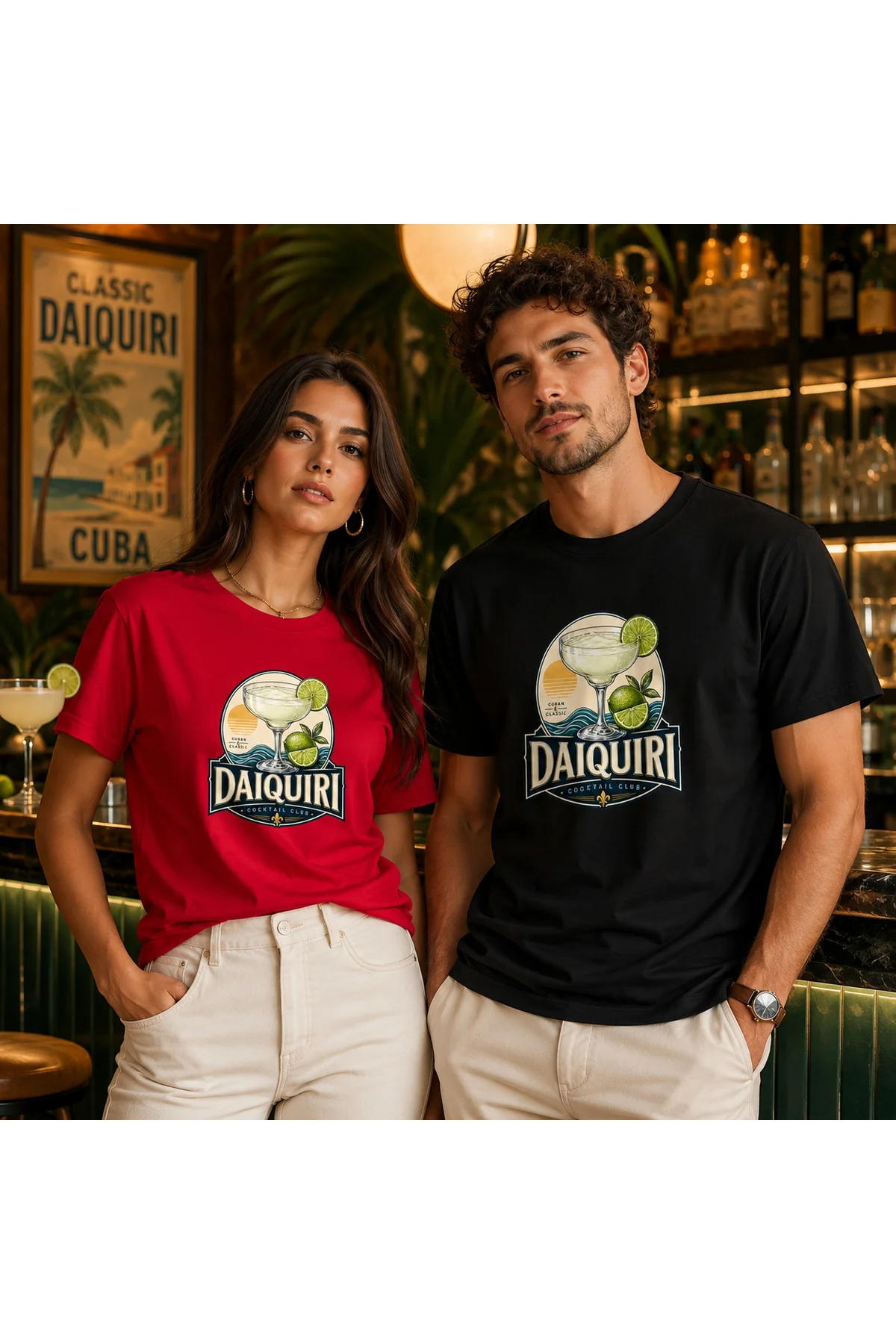 Daiquiri Cocktail Club Unisex Kokteyl Baskılı Regular Kalıp Bisiklet Yaka T-Shirt
