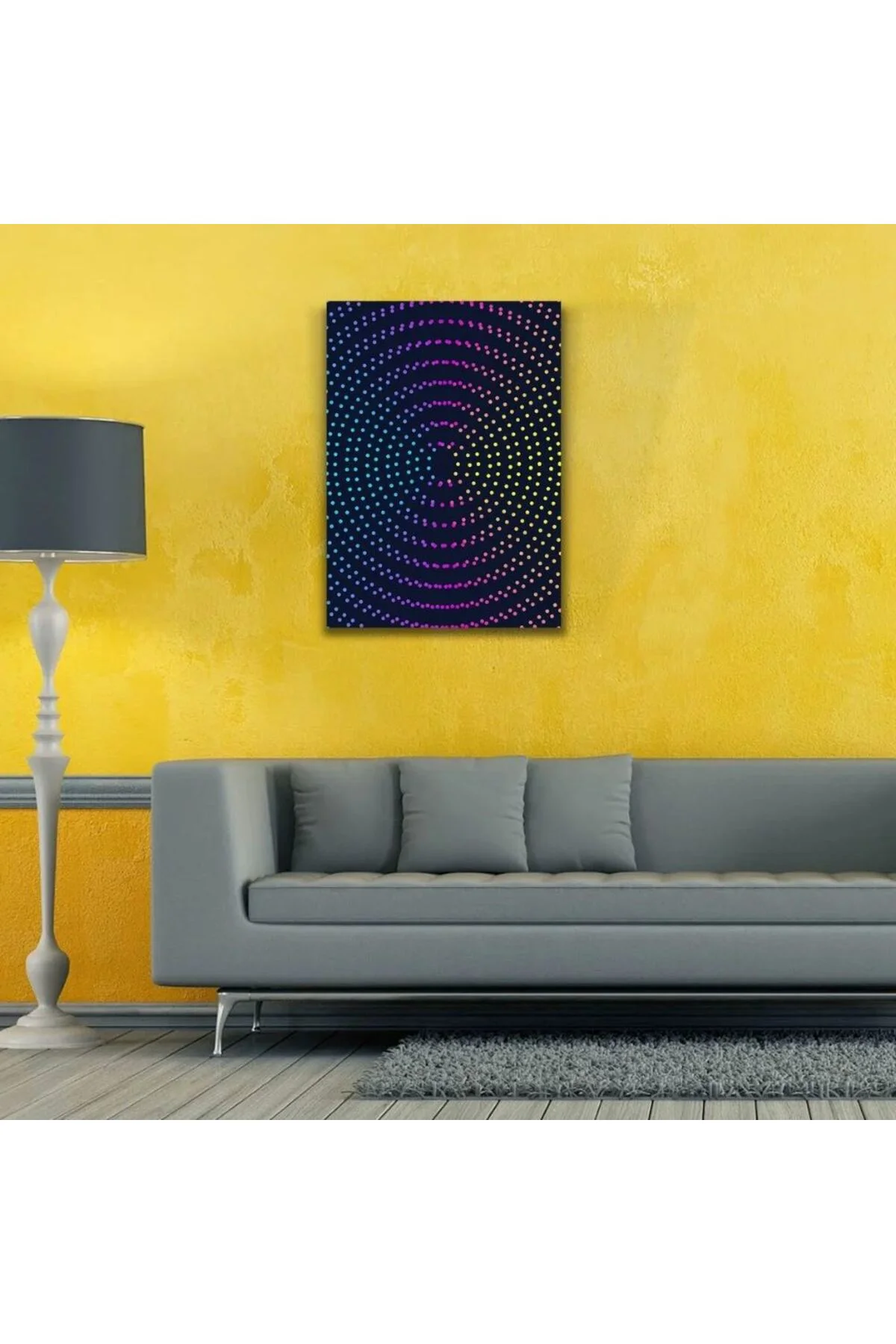 Dairesel sıralı Renkli Noktalar Kanvas Tablo 50 x 70