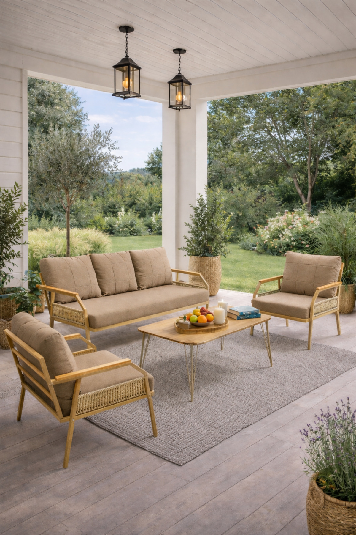 Daisy Cappuccino 3+1+1 Masalı Bahçe Oturma Takımı Konfor Serisi