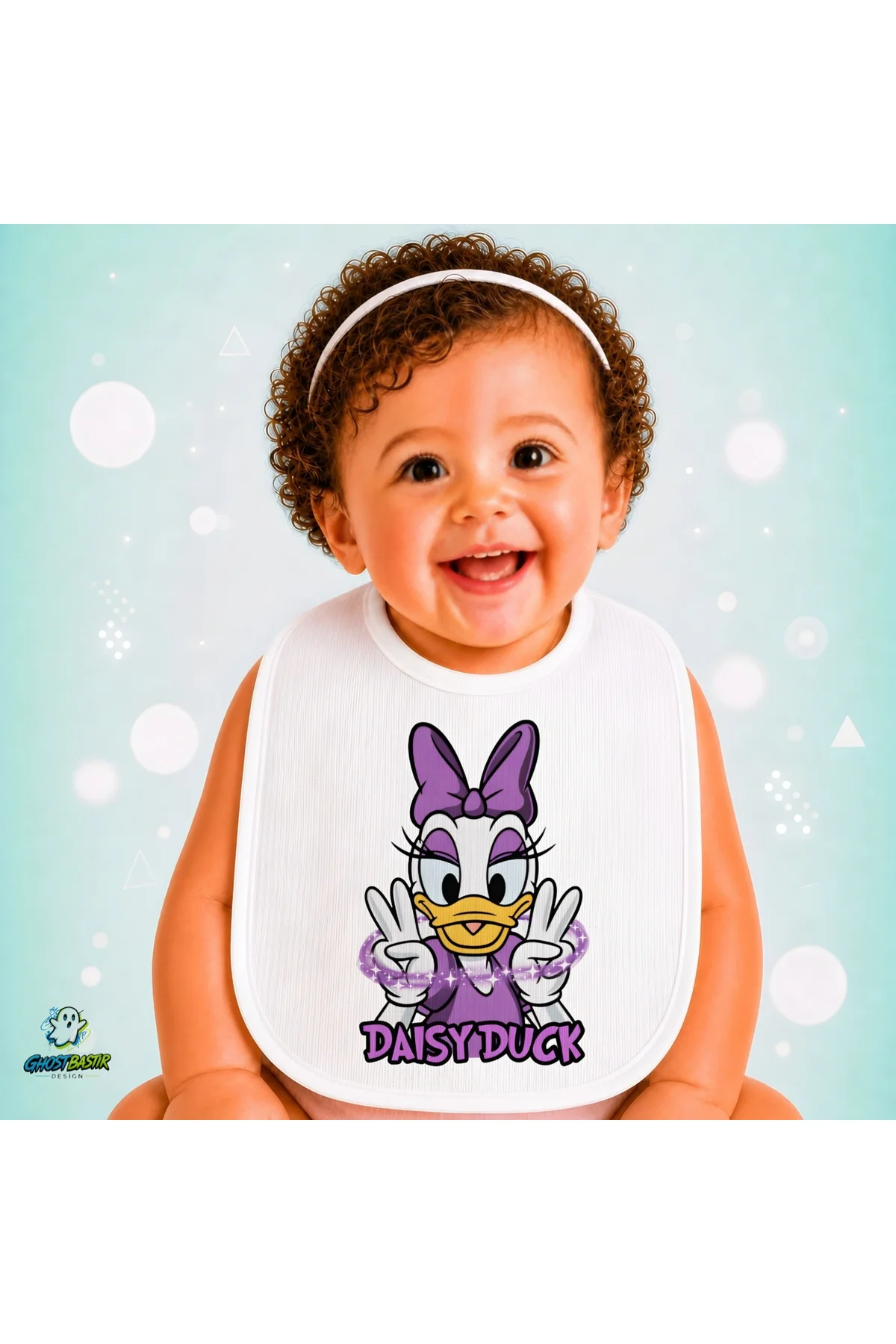 Daisy Duck Keten Bebek Mama Önlüğü – Yumuşak, Emici, Yıkanabilir, Özel Tasarım P041