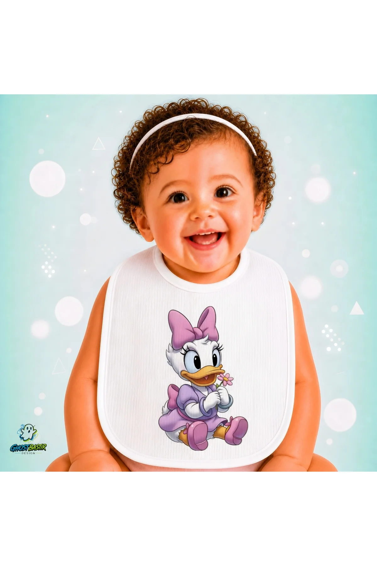 Daisy Duck Keten Bebek Mama Önlüğü – Yumuşak, Emici, Yıkanabilir, Özel Tasarım P042