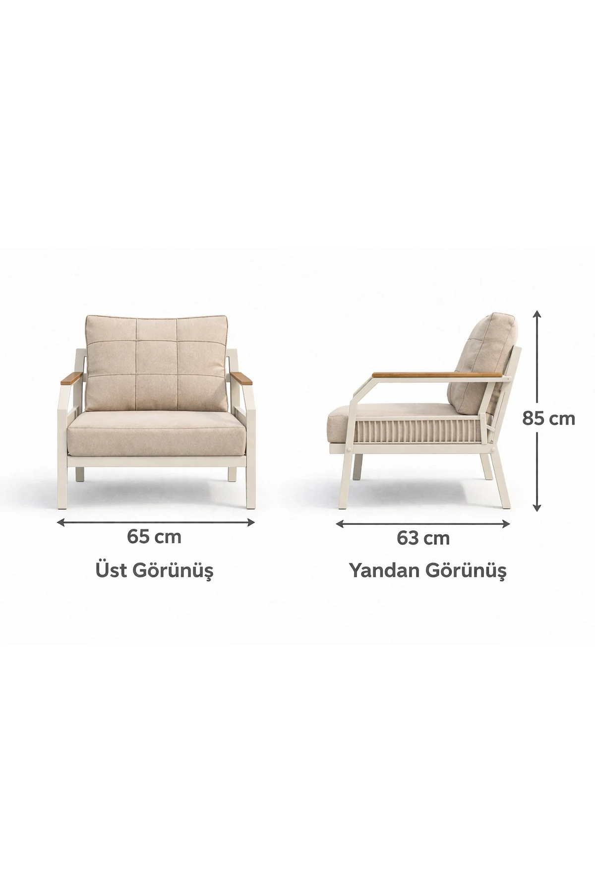 Daisy Krem 3+1+1 Masalı Bahçe Oturma Grubu Balkon Teras Takımı