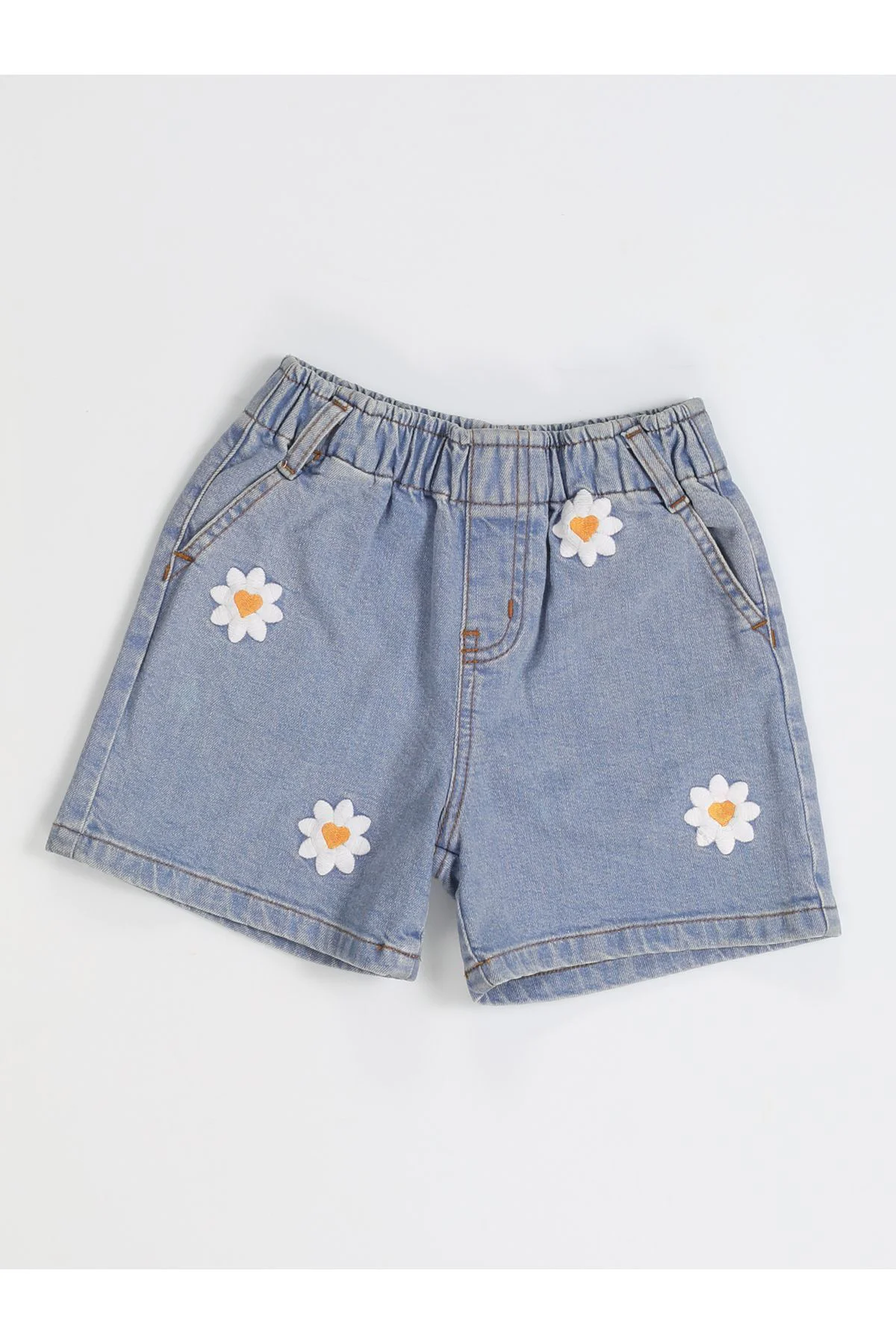 Daisy Nakışlı Kız Çocuk Denim Şort