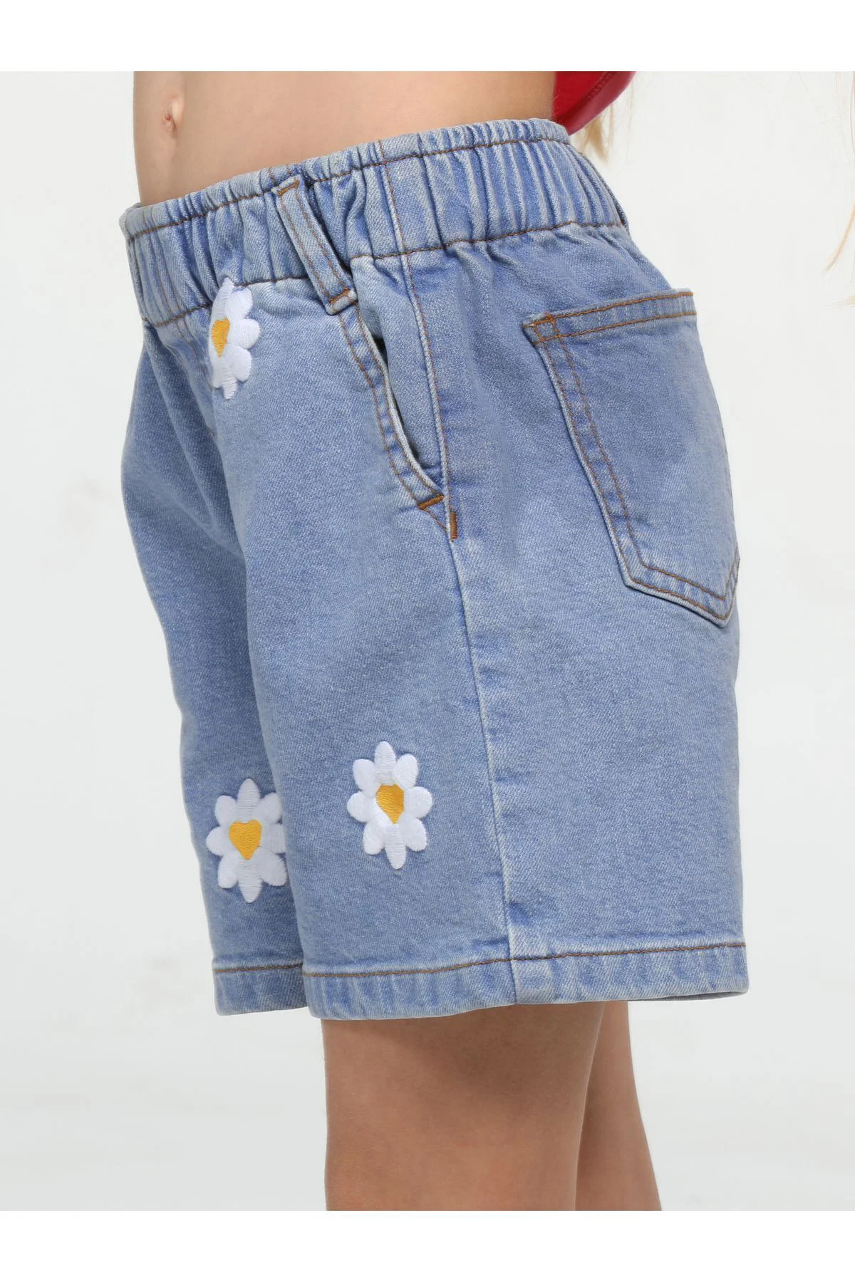 Daisy Nakışlı Kız Çocuk Denim Şort
