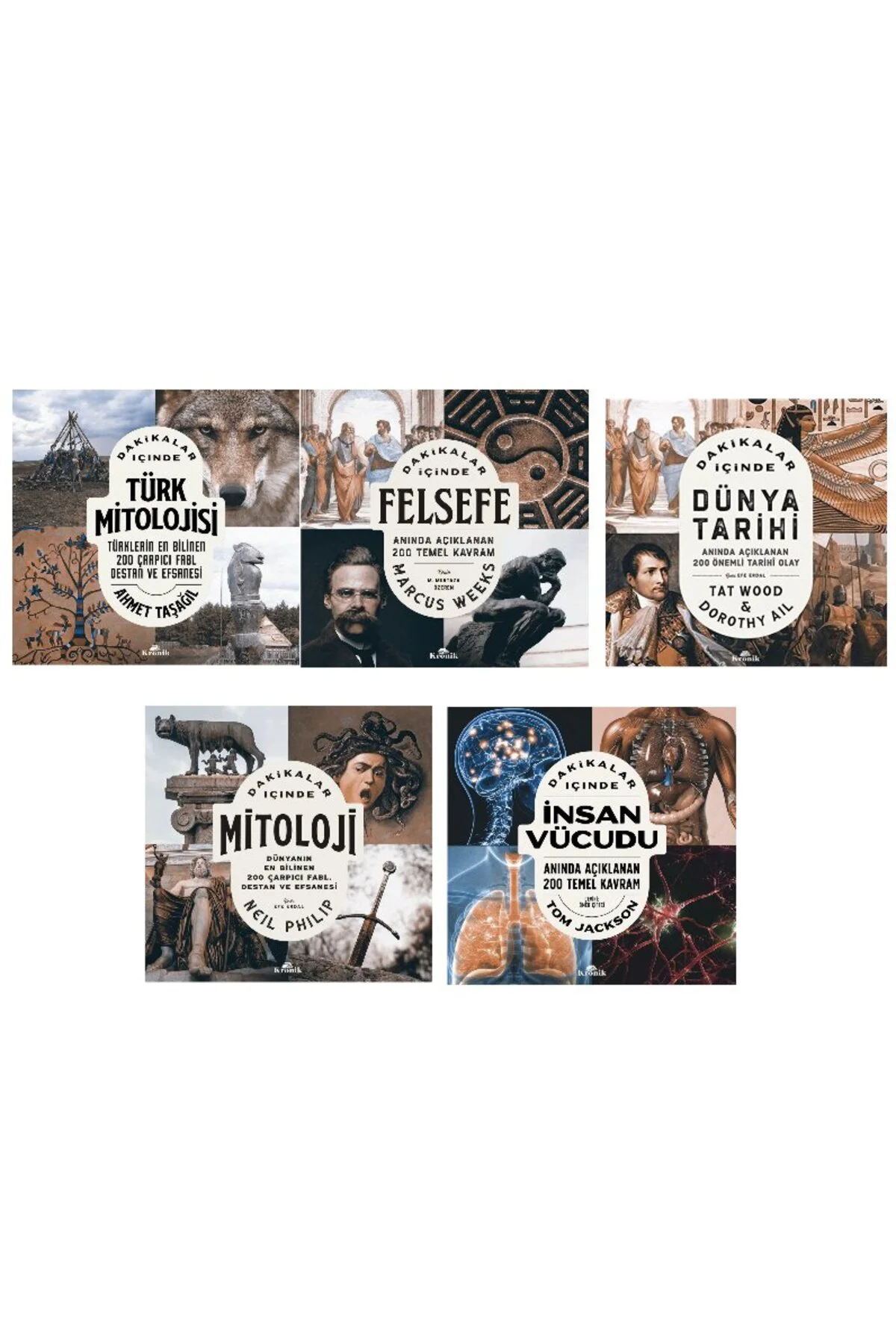 dakikalar icinde turkmitolojisi+felsefe+dunya tarihi+mitoloji+insan vucudu=(5kitap)