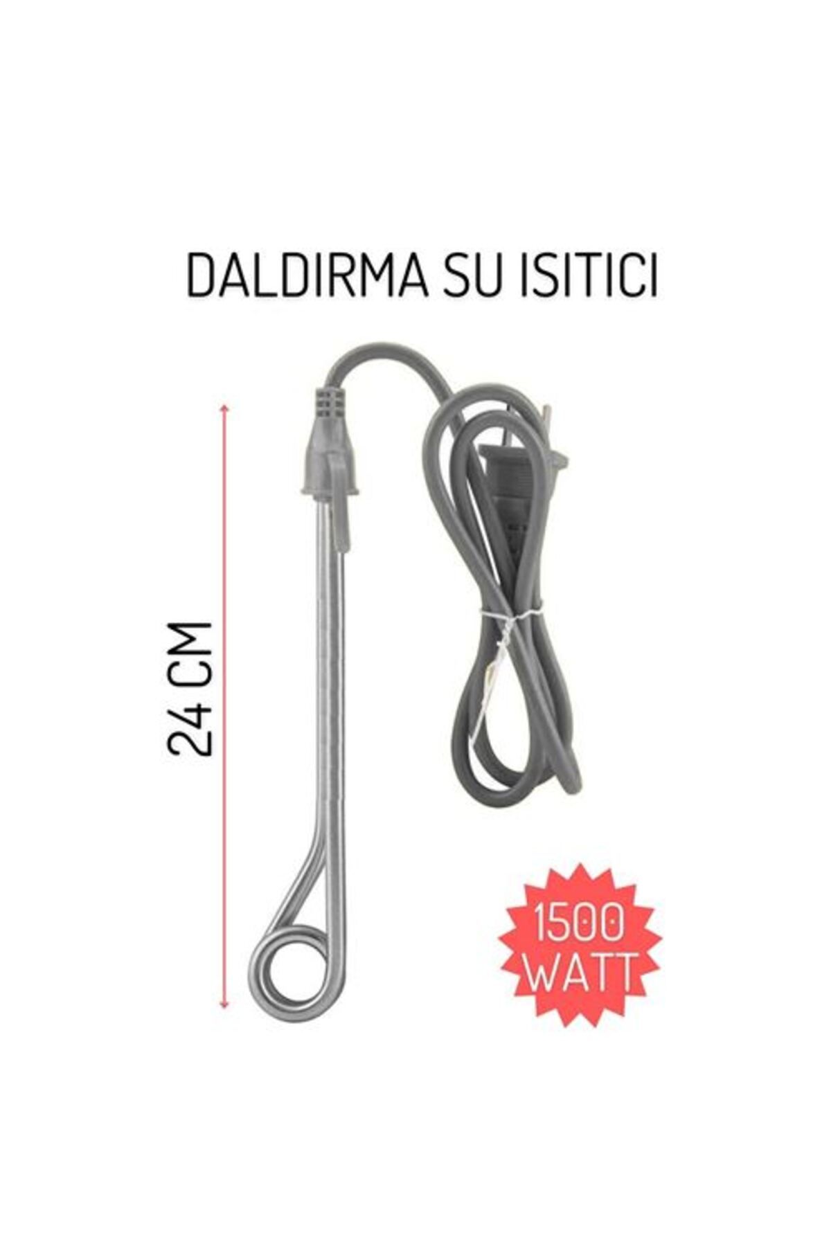 Modacar Daldirma Tip Su İsitici 1500W 24 Cm