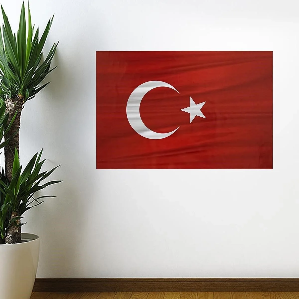 Dalgalanma Efektli Manyetik Duvar Stickerı Türk Bayrağı 75 x 50 c
