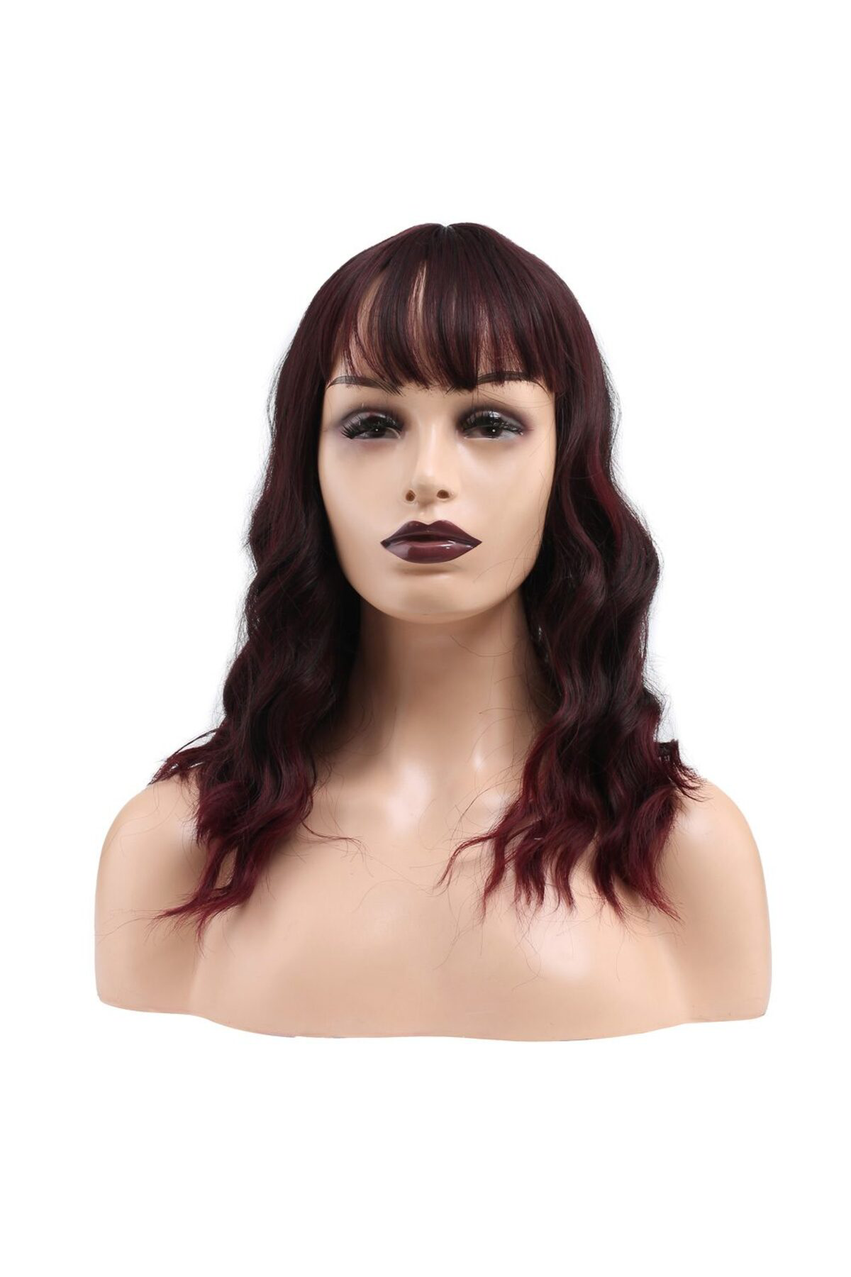 Lina Life Dalgalı Kısa Perçemli Fiber Sentetik Peruk / Kızıl Kahve