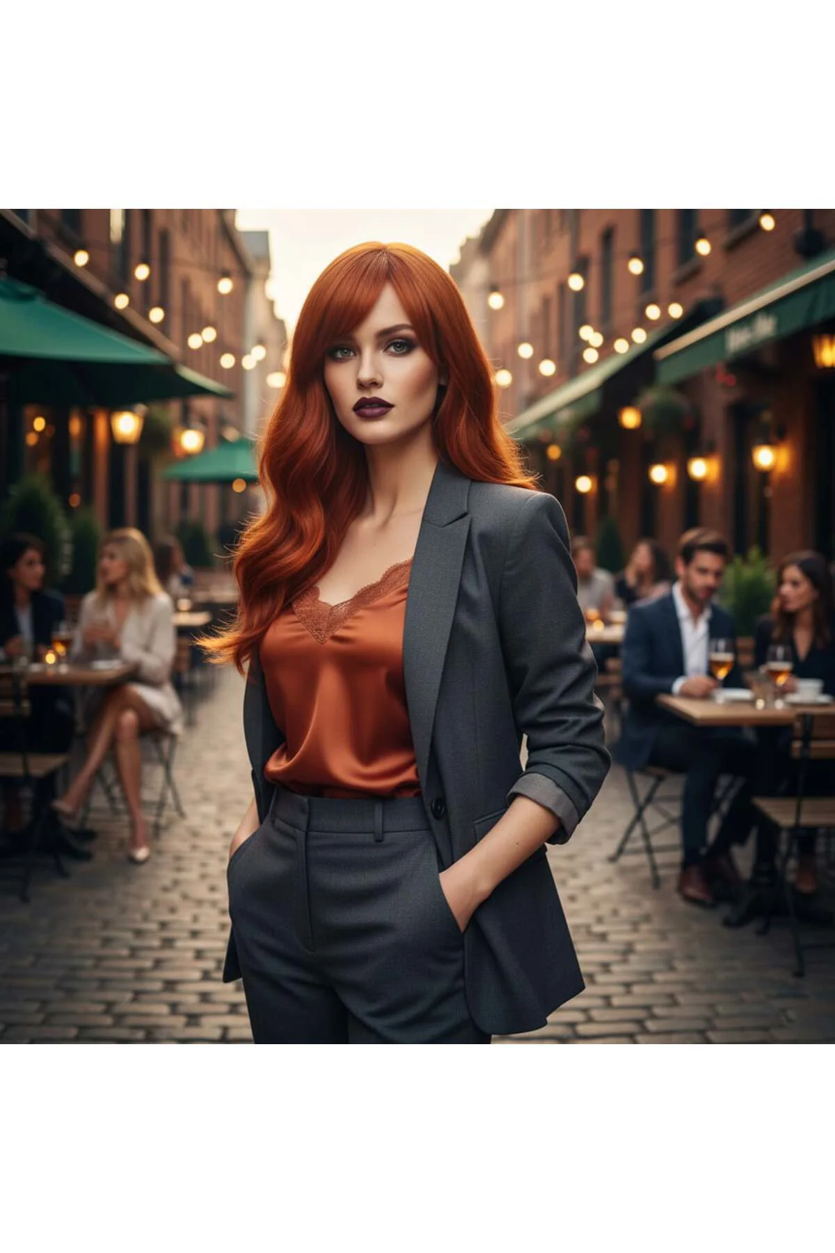 Dalgalı Perçemli Fiber Sen Orta Boy Peruk / Bakır