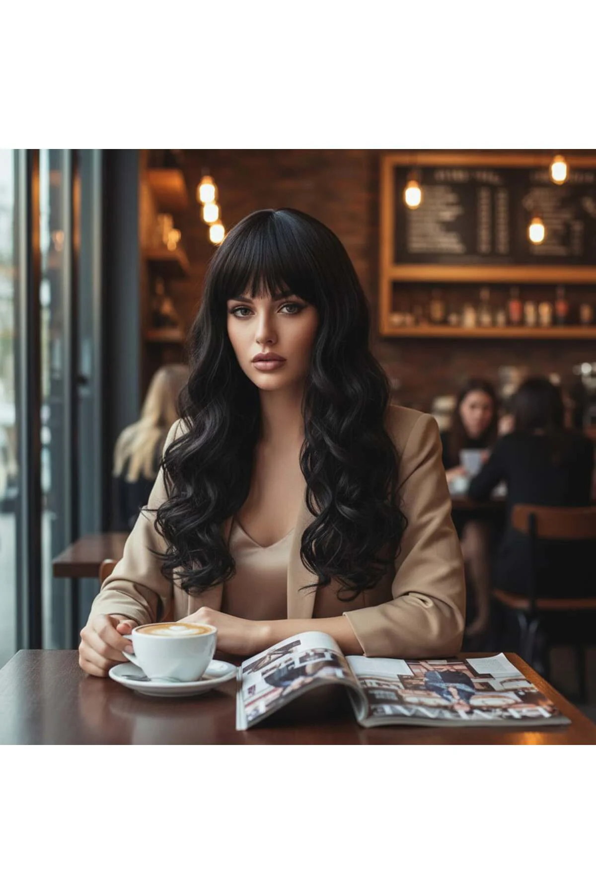 Dalgalı Perçemli Uzun Fiber Sen Peruk / Kahverengi