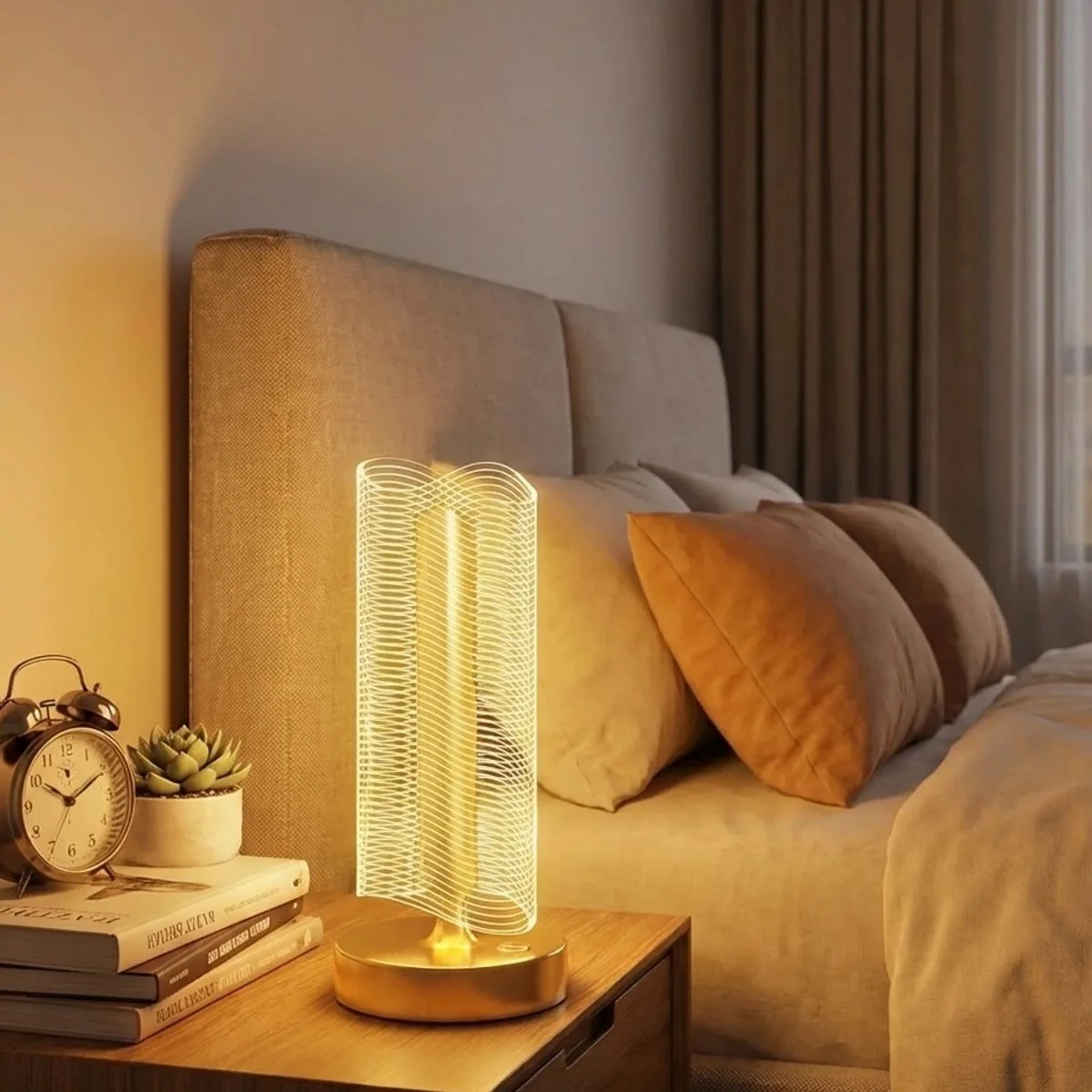 Dalgalı Silindirik Kristal Çizgili Model Led Masa Lambası – Gold Tabanlı, Dokunmatik, 3 Renk Işık Modlu, Şarjlı Modern Dekoratif Gece Lambası Bx40 Fiyatı, Yorumları ve Özellikleri