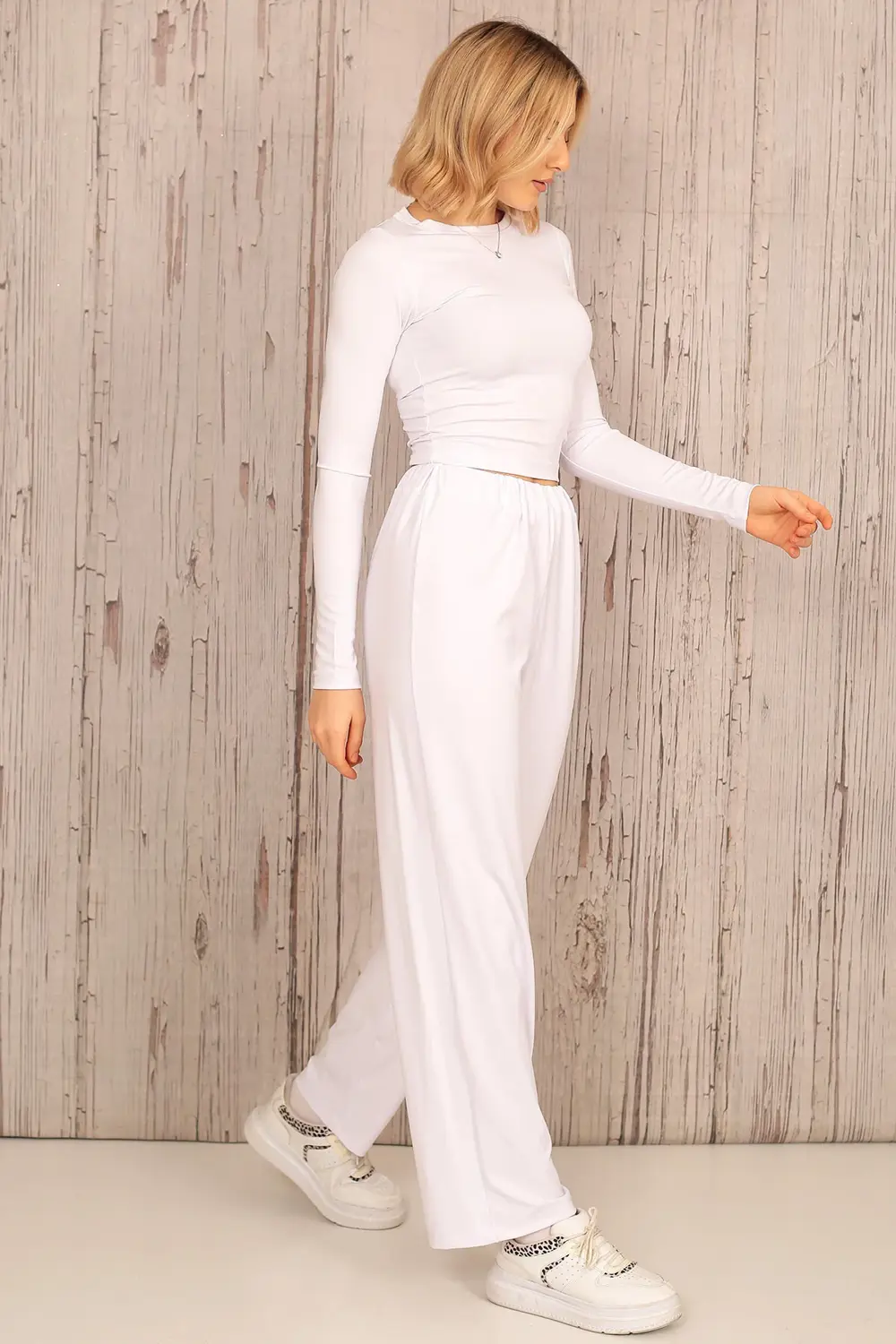 Dalgiç Kumaş Kadın Likralı Croplu Takım