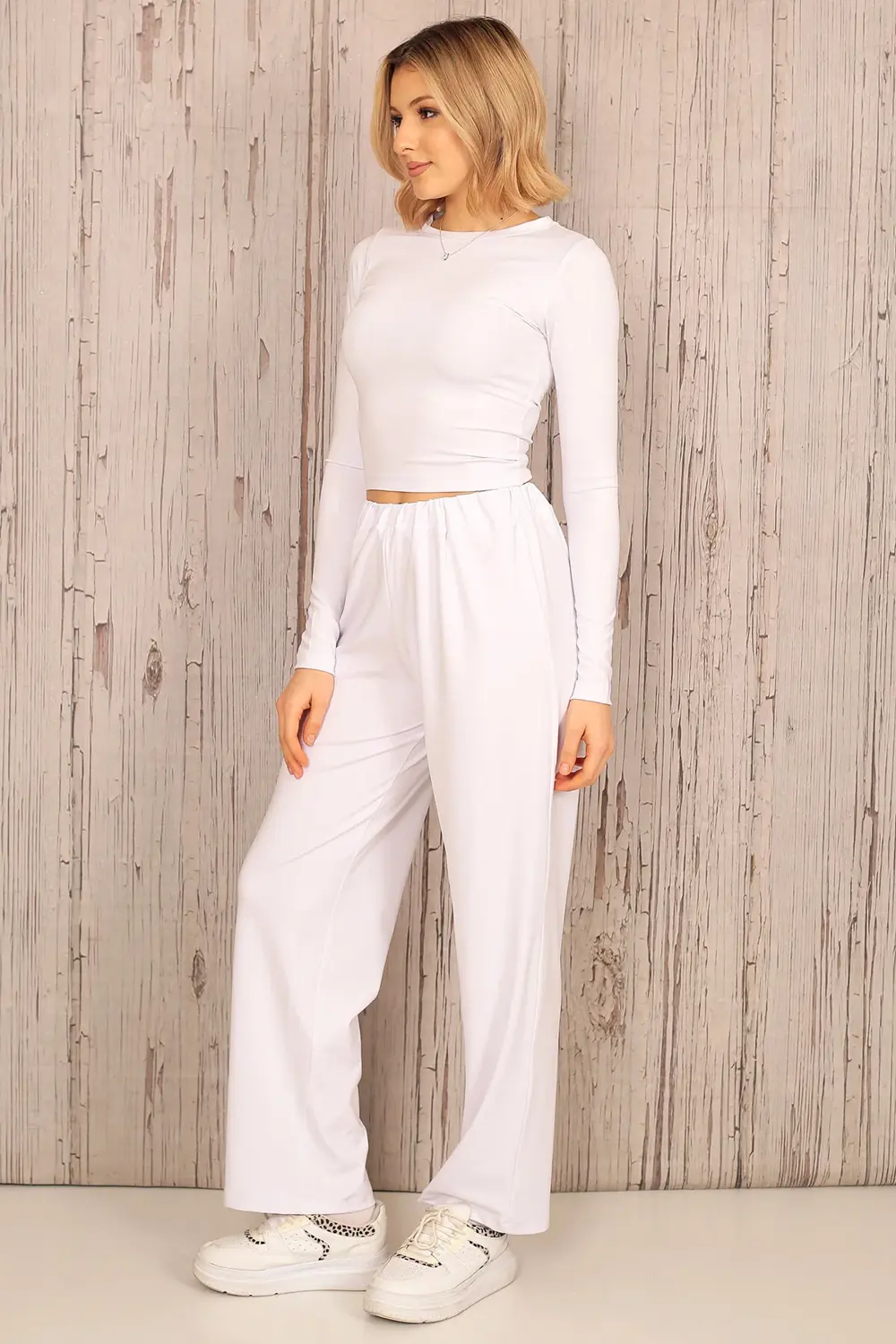 Dalgiç Kumaş Kadın Likralı Croplu Takım