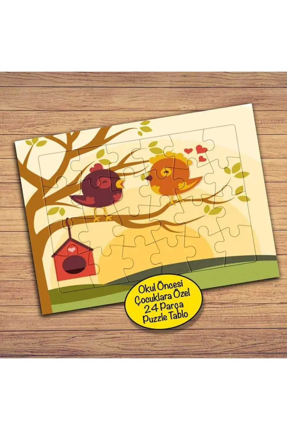 Dalındaki Sevimli Kuşlar 24 Parça Çocuklara Özel Yapboz Tablo-95