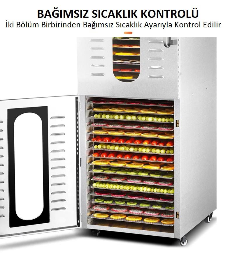Dalle Dijital, Paslanmaz Gıda ve Meyve Kurutma Makinesi 32 Tepsil