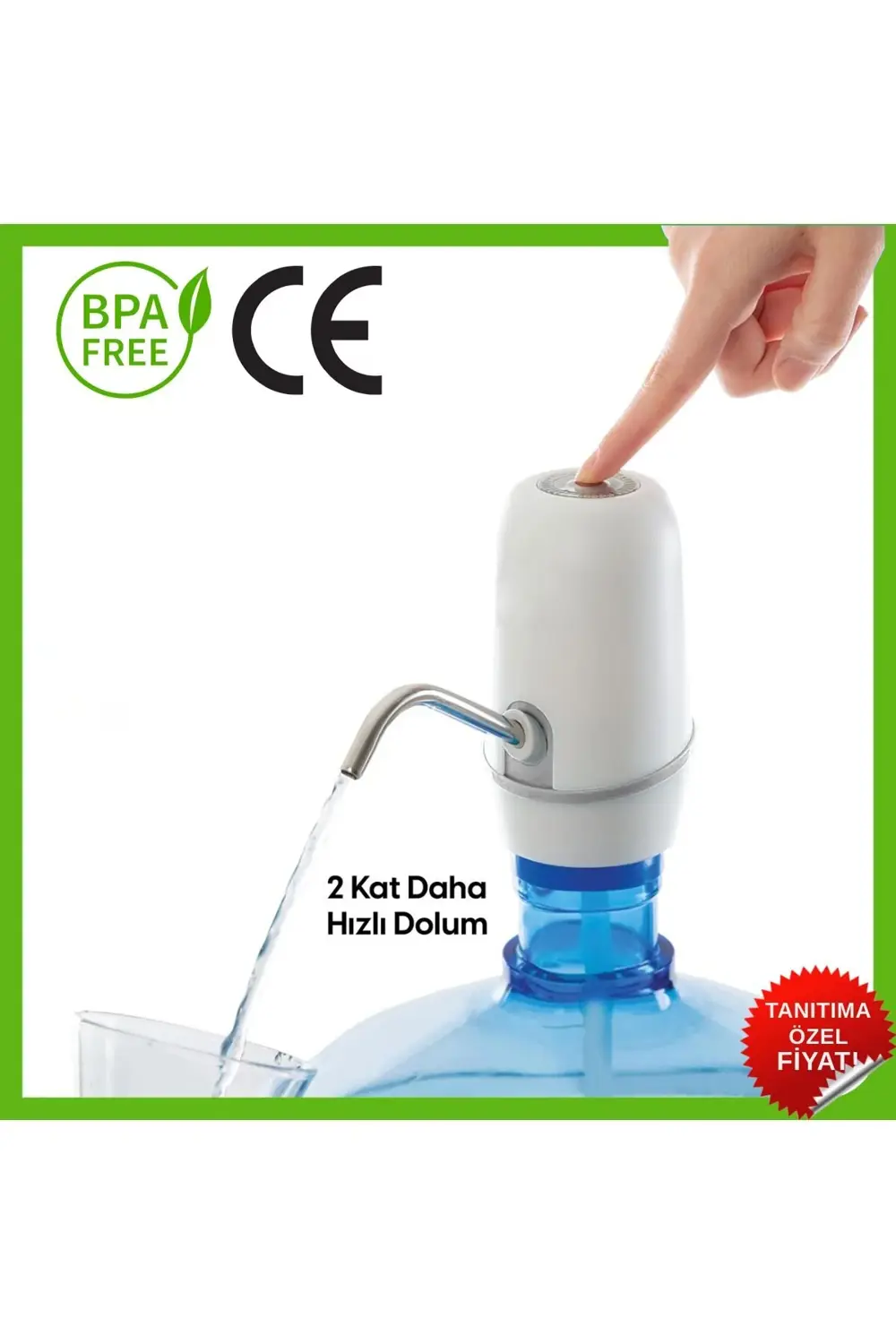 Damacana Su Pompası 8W ÇİFT Motorlu Şarjlı Otomatik Hızlı Dolum (