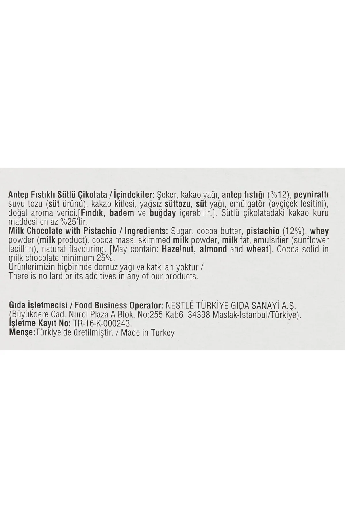 Damak Antep Fıstıklı Sütlü Çikolata Stick, 18 g x 12 Adet