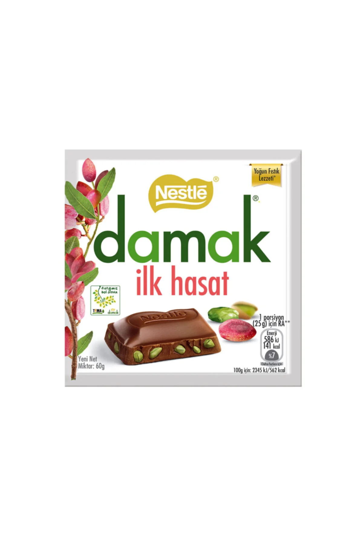 Damak Ilk Hasat Antep Fıstıklı Sütlü Çikolata 60 Gr 6'lı Paket