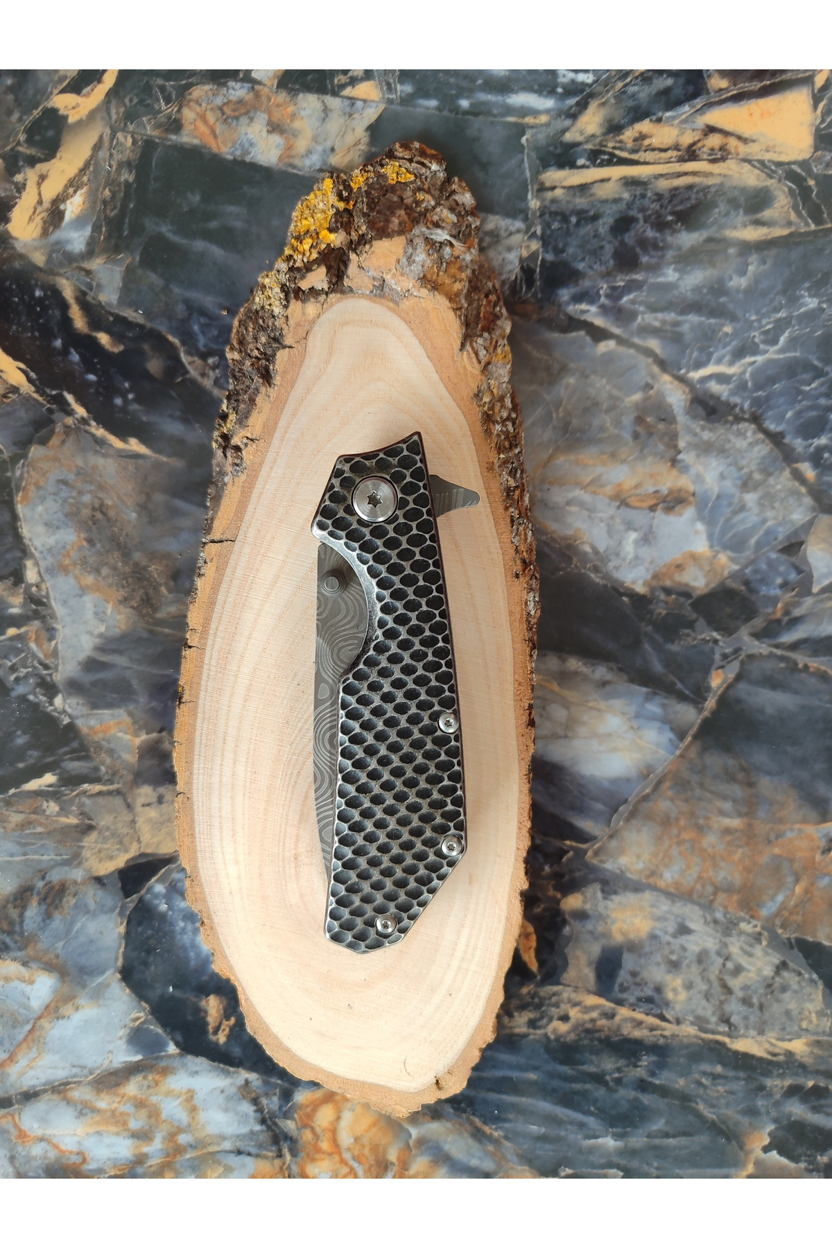 Damascus Çakı – 21 Cm Gümüş Metal Kabze