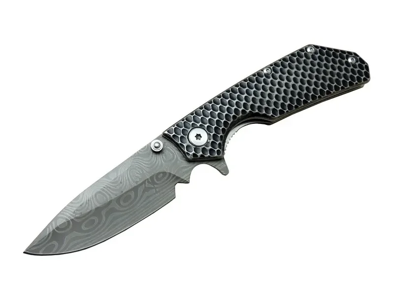 Damascus DMS 2 16 Gri Kamp Çakı 21cm- Yarı Otomatik, Kemerlikli, Metal Sap
