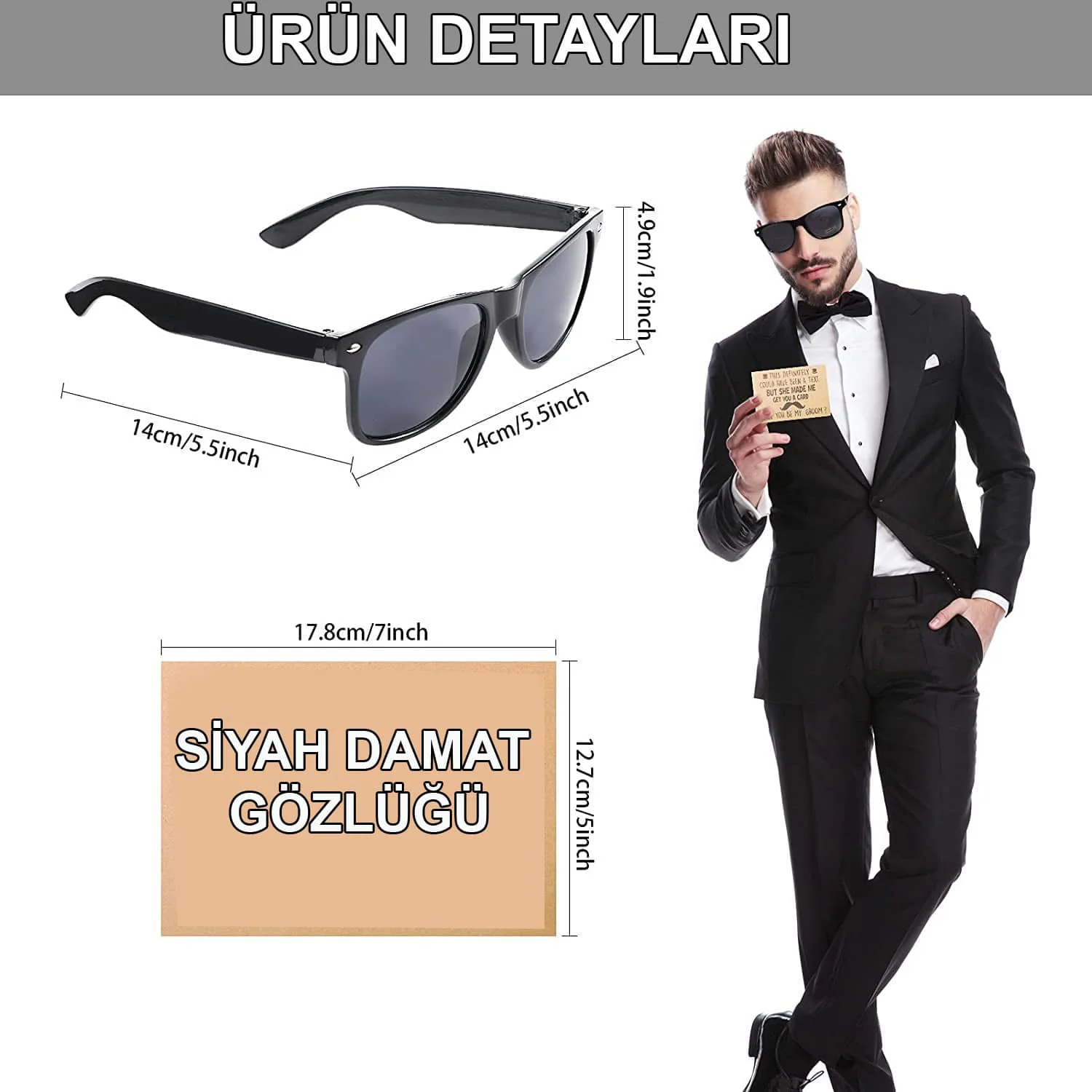 Damat Gözlüğü – Düğün & Bekarlığa Veda Aksesuarı | Retro Siyah Çerçeve
