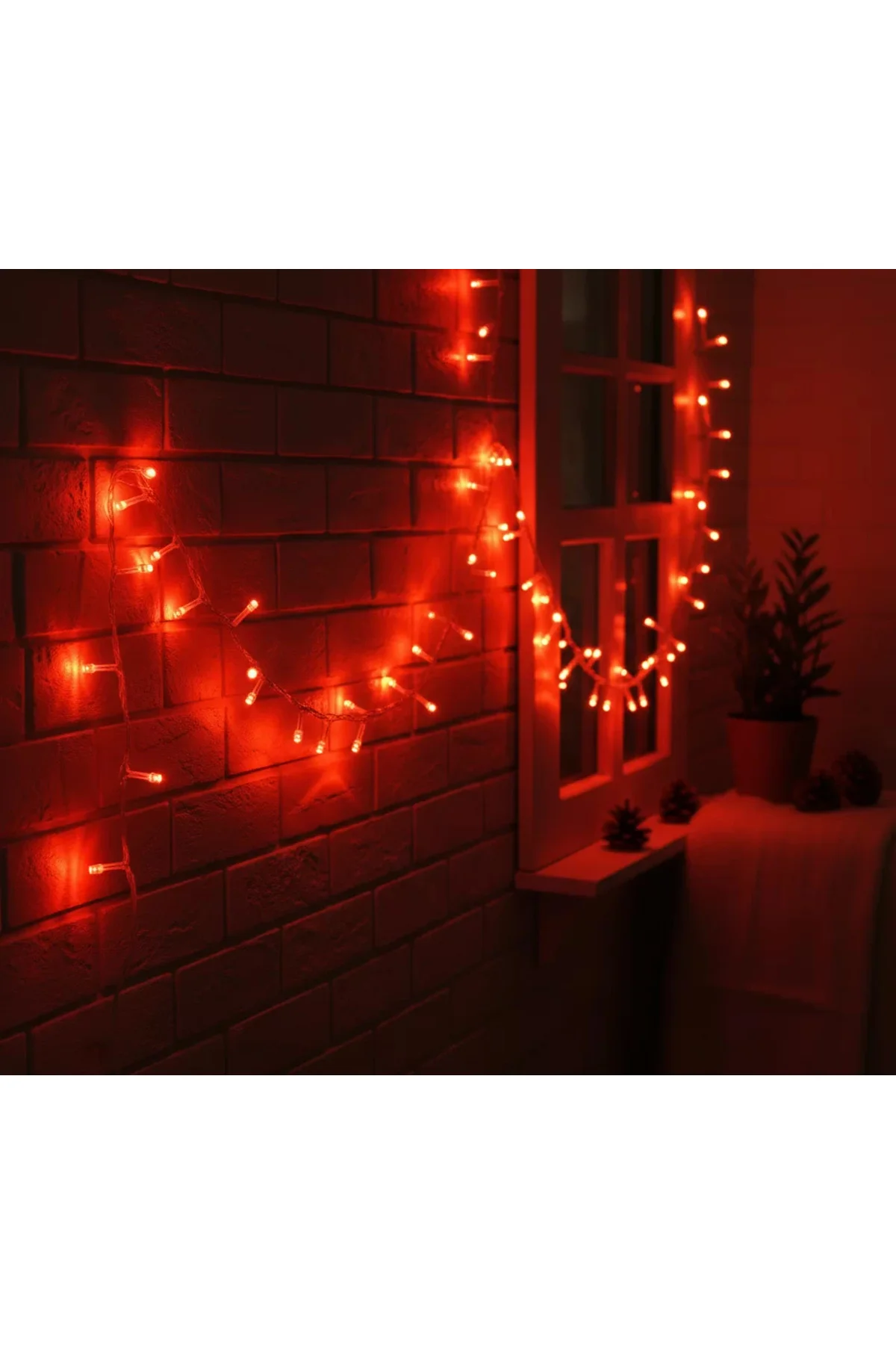 Damla Uçlu Kırmızı Dekoratif Işık 10 Metre 100 LED