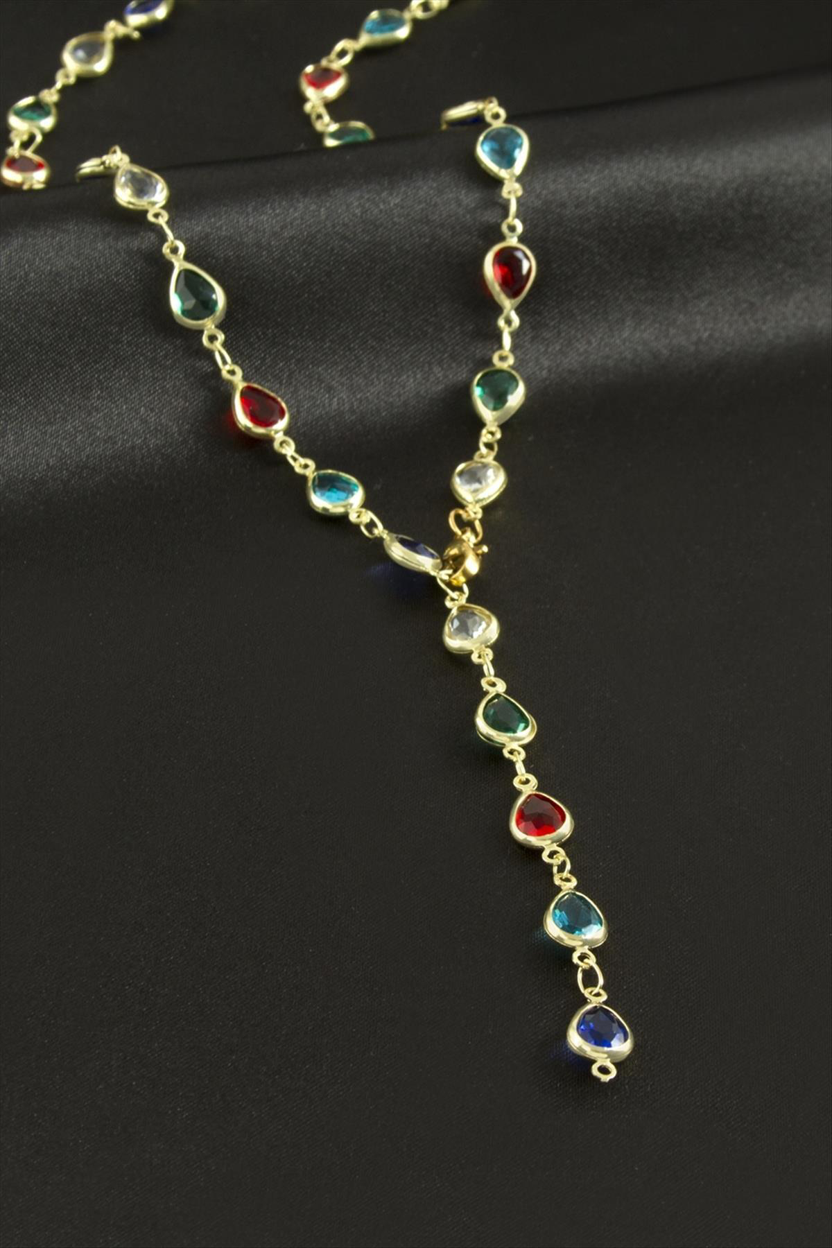 Damla Zirkon Taşlı Çelik Y Kolye Zirkon Taşlı Kolye Şık Tasarım