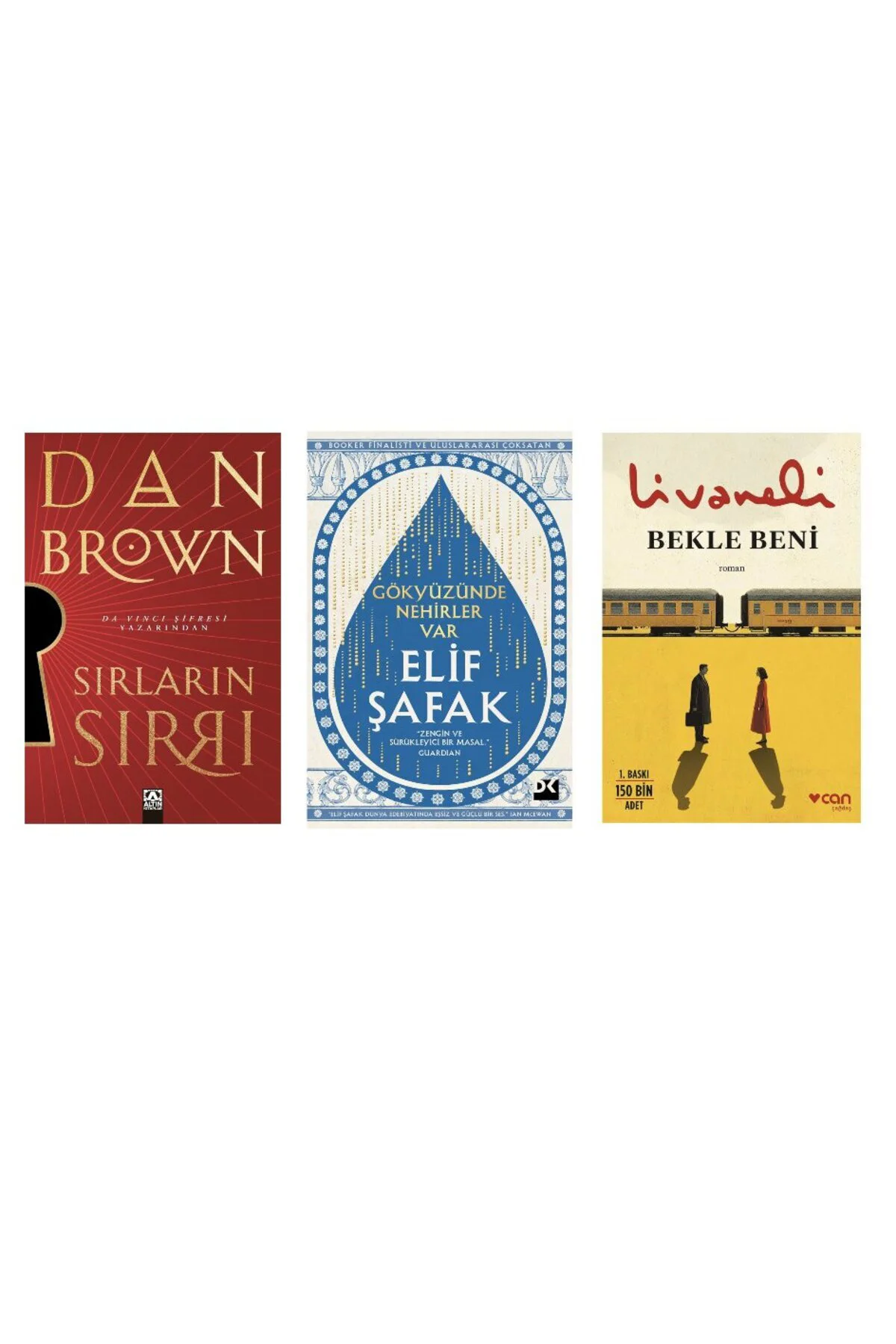 Dan brown sirlarin sirri +gokyuzunde nehirler var + bekle beni=(3kitap)