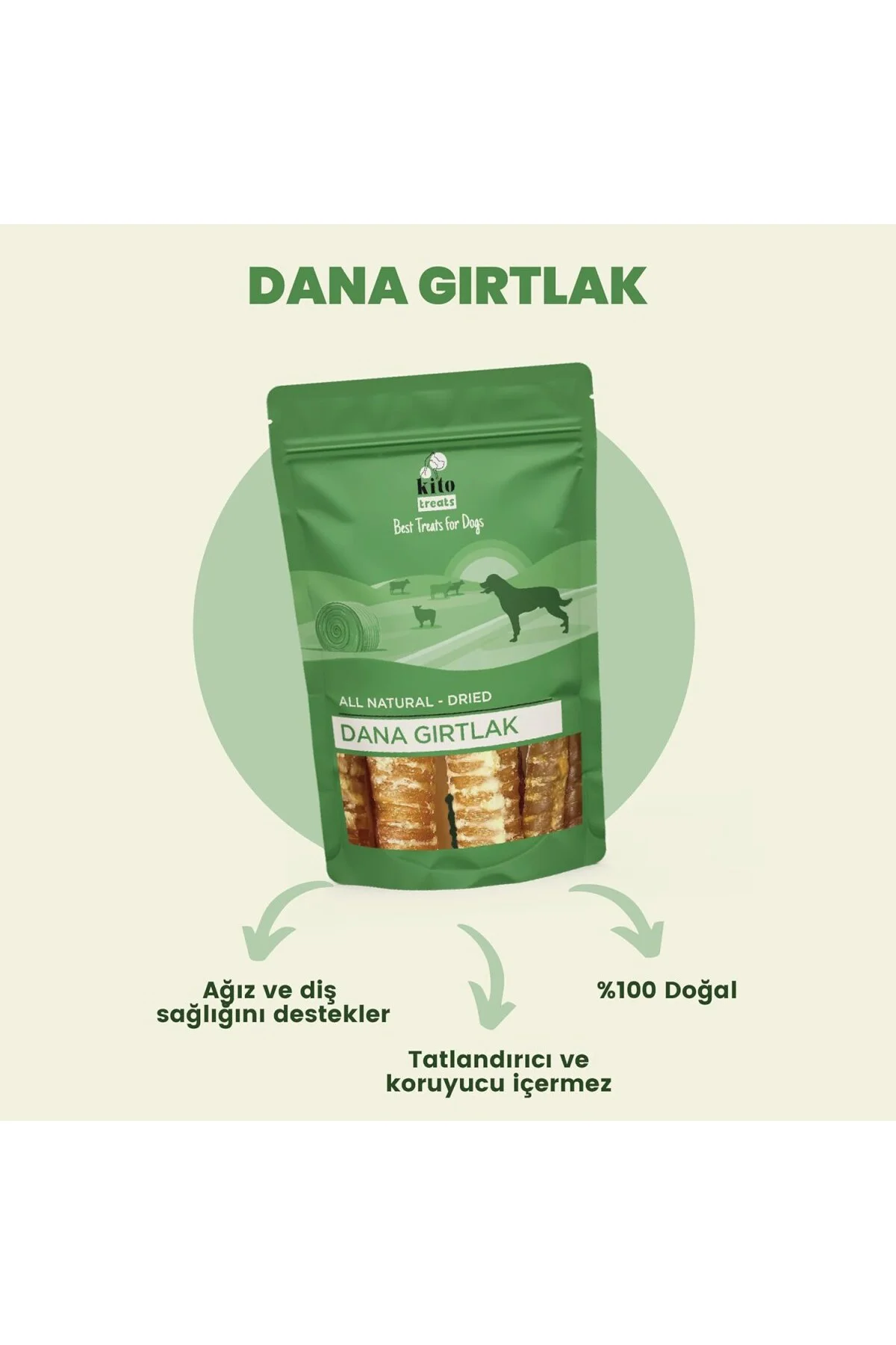 Dana Gırtlak Çiğnemelik Köpek Ödül Maması%100 Doğal, Glutensiz, O