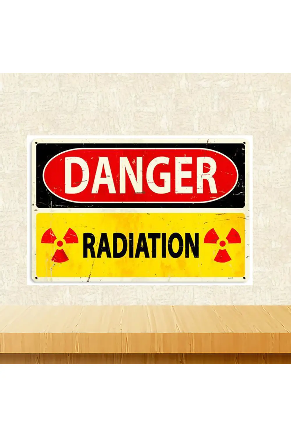 Danger Radiation Temalı 20 x 30 CM MDF Ahşap Duvar Tablosu Arkası