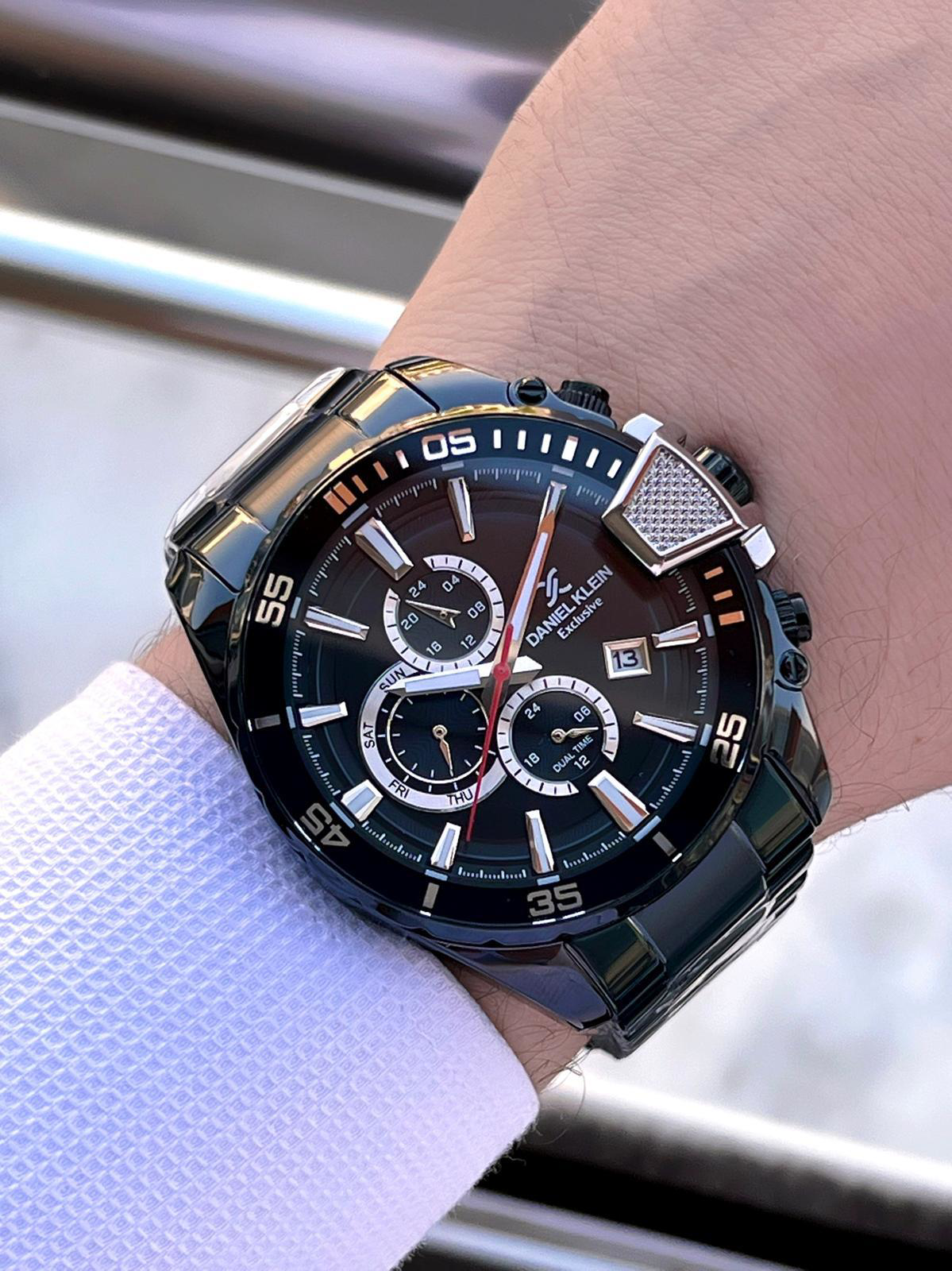 Daniel Klein Çelik Kordon Kronometreli Kadran Tasarımı 5 Atm Suya