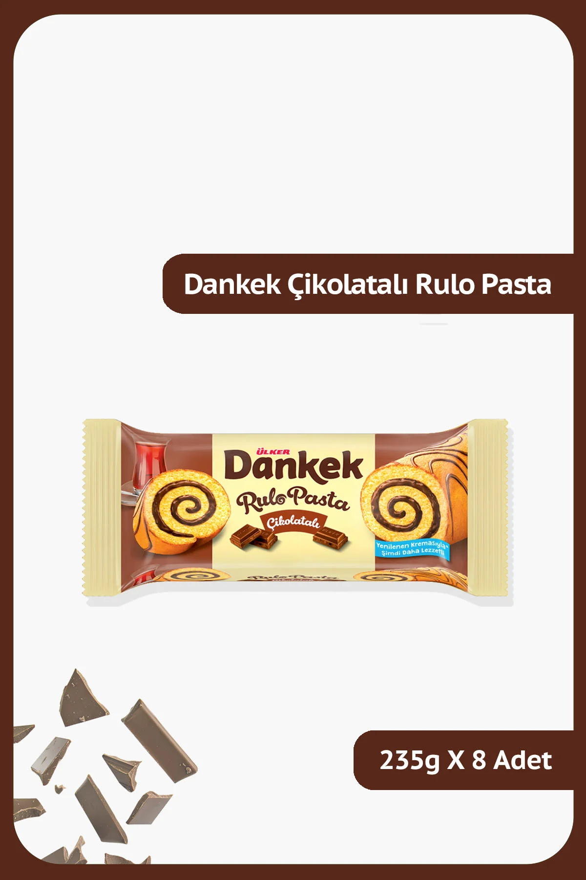 DANKEK Rulo Pasta Çikolatalı - 235 gram - 8 Adet