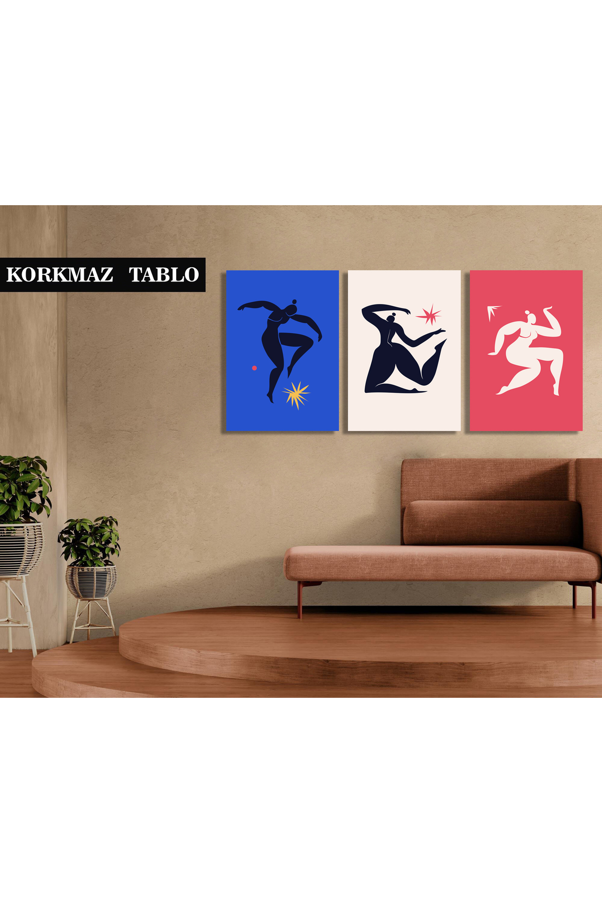 Korkmazkanvas Dans Eden Kadınların Kesilmiş Silueti. 3'Lü Kanvas Tablo