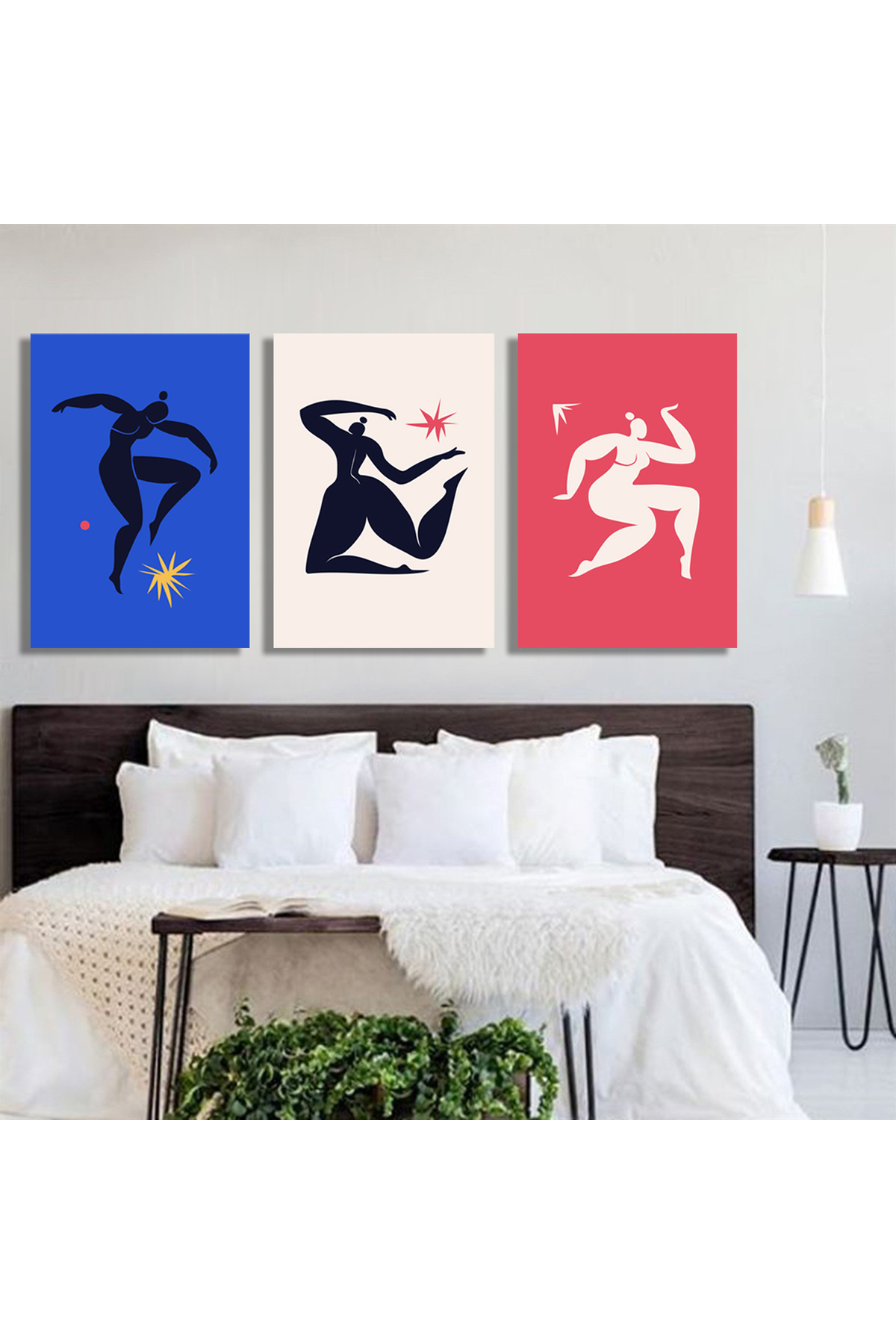 Korkmazkanvas Dans Eden Kadınların Kesilmiş Silueti. 3'Lü Kanvas Tablo