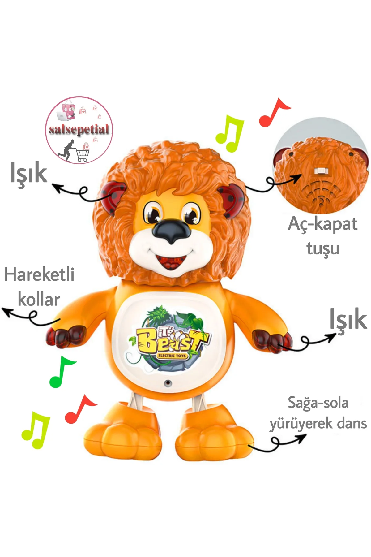 Dans Eden Sevimli Aslan Sesli Işıklı Hareketli Müzikli Eğitici Oy