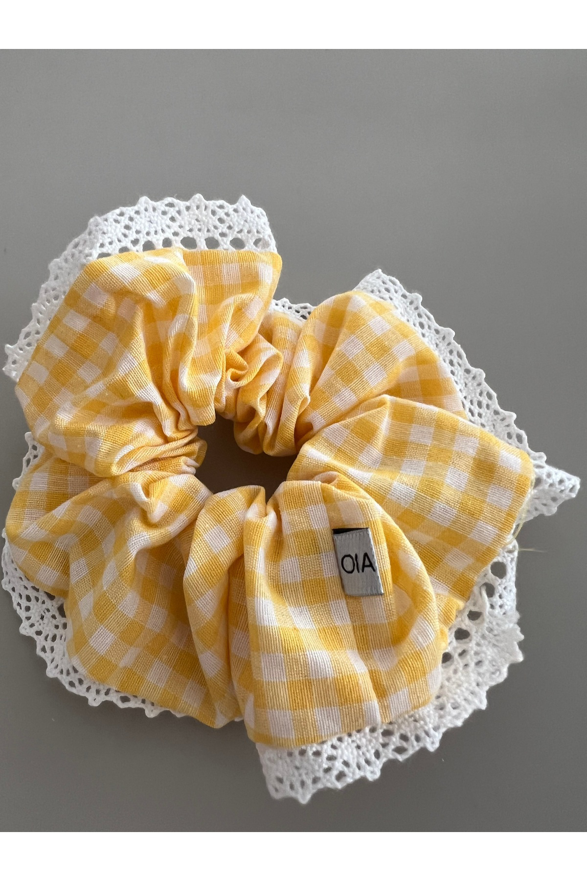 Dantel Big Pötikare Sarı Scrunchie Lastik Toka