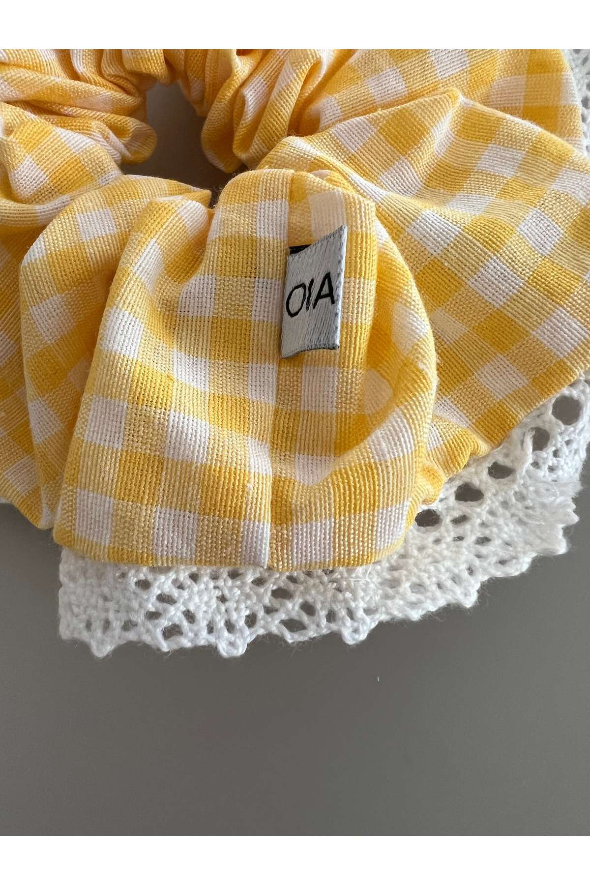 Dantel Big Pötikare Sarı Scrunchie Lastik Toka