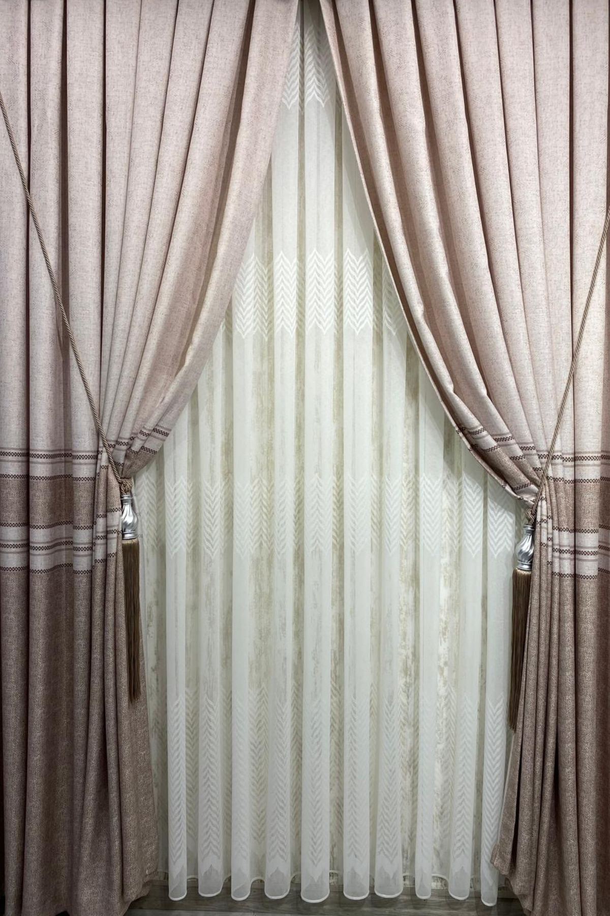 Özgün Home Dantel Çağla (1/3 Sık Pile) Ekru Tül Perde