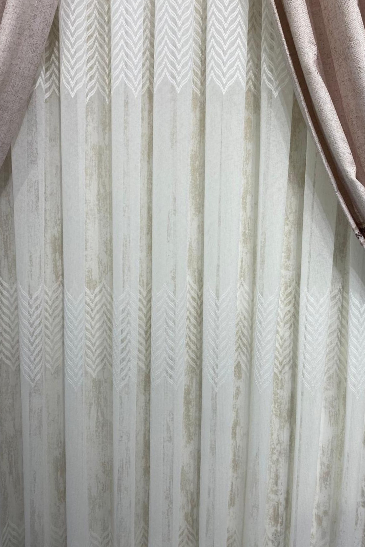 Özgün Home Dantel Çağla (1/3 Sık Pile) Ekru Tül Perde