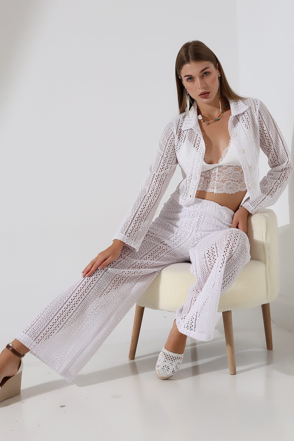 Dreamlike Dantel Desenli Jakarlı Astar Şortlu Pantolon – Yazlık Şeffaf Deta